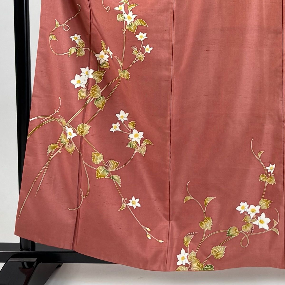 在庫一掃】 付下げ 身丈160.5cm 裄丈63.5cm S 袷 紬地 草花 ピンク