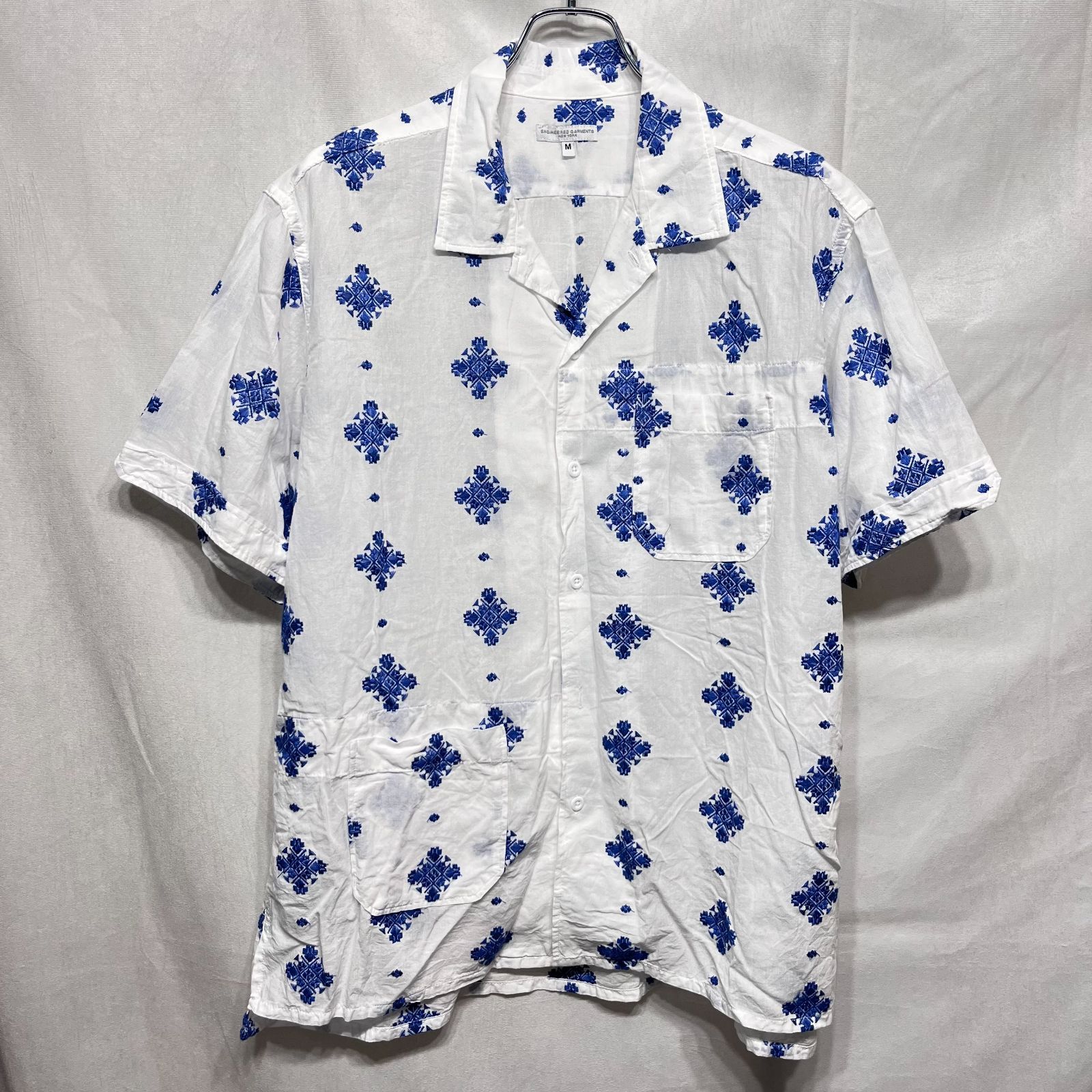 Engineered Garments エンジニアードガーメンツ ● 25SS Camp Shirt CP Crest Emb. Sheeting オープンカラークレスト刺繍半袖キャンプシャツ