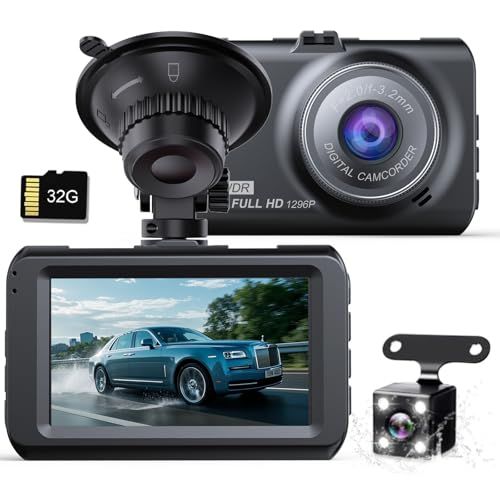ドライブレコーダー 前後カメラ 3インチ1296P 32G付き 175度広角 前後双録 HDR/WDR画像補正 (C6)kk 70b17e44