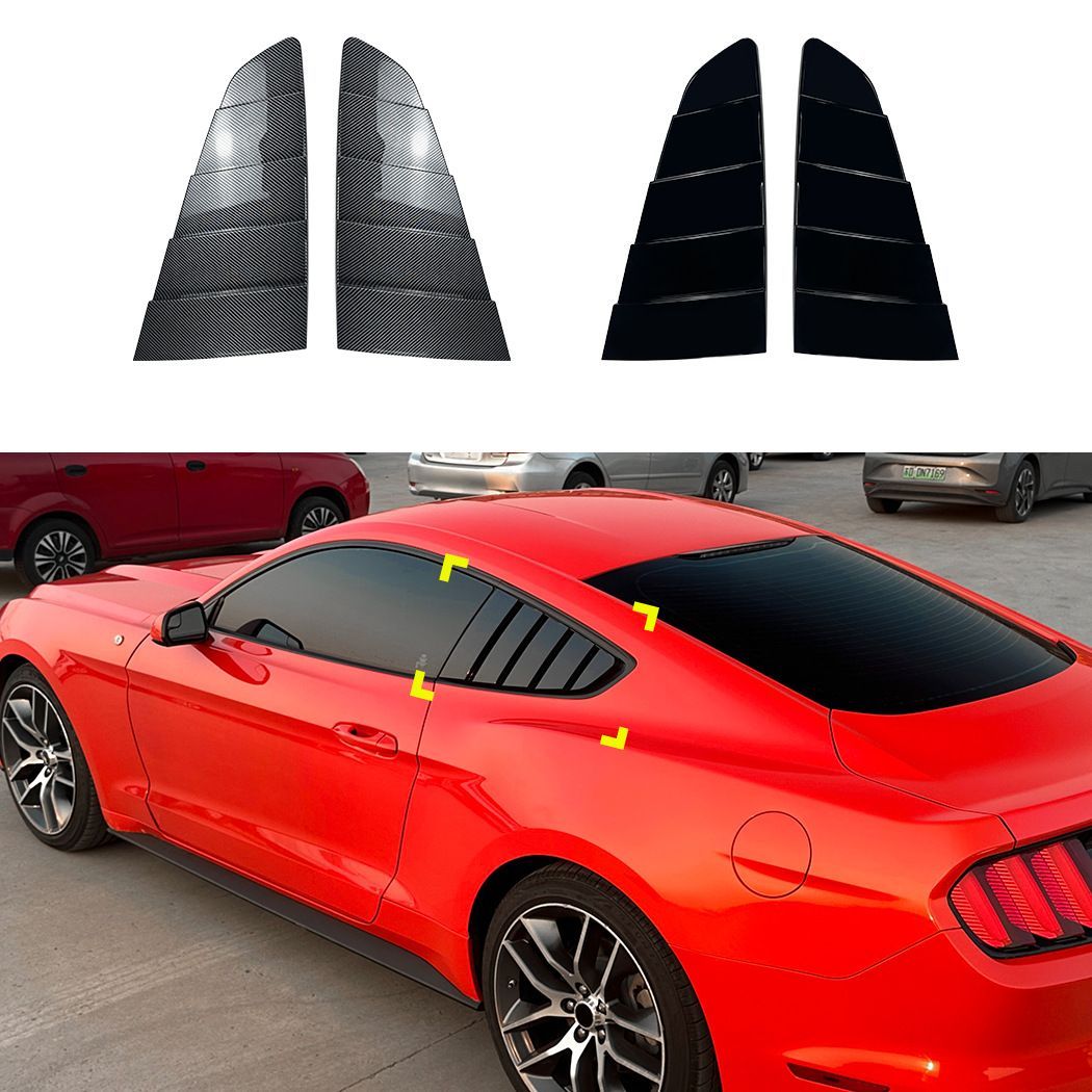 【送料無料】フォード マスタング MK6 (Ford Mustang MK6) 2015-2023 専用 サイドウィンドウルーバー デカール 3Dカーボン調 スポーティ エアロ リアビュー 存在感UP 貼り付け簡単 アクセサリー