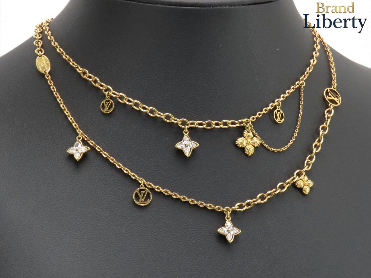 美品】ルイヴィトン LOUIS VUITTON ネックレス ブルーミング ストラス 