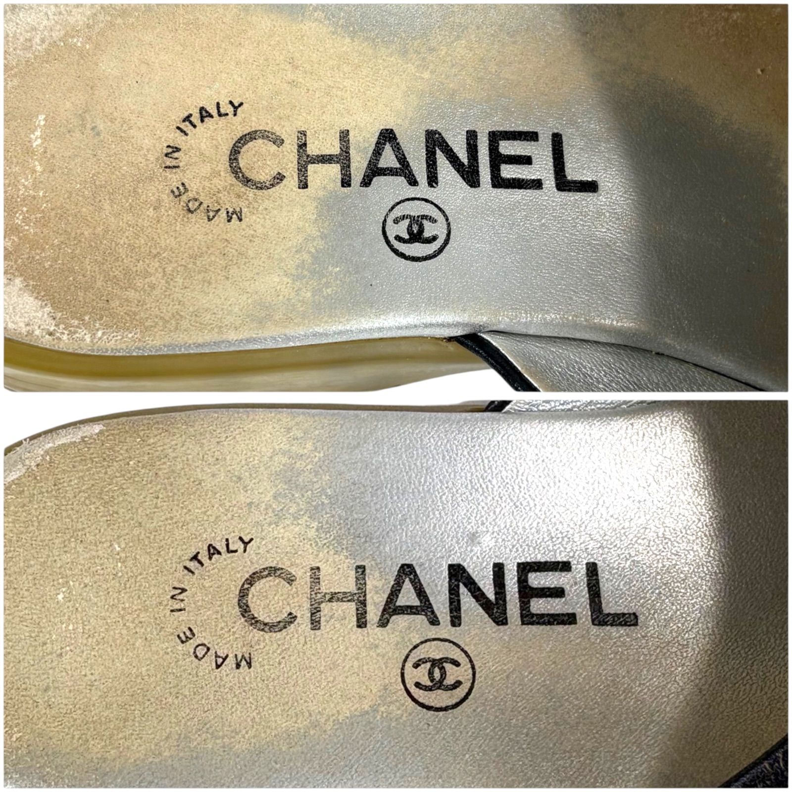 シャネル CHANEL ココマーク レザー スライドサンダル 01P 2001年