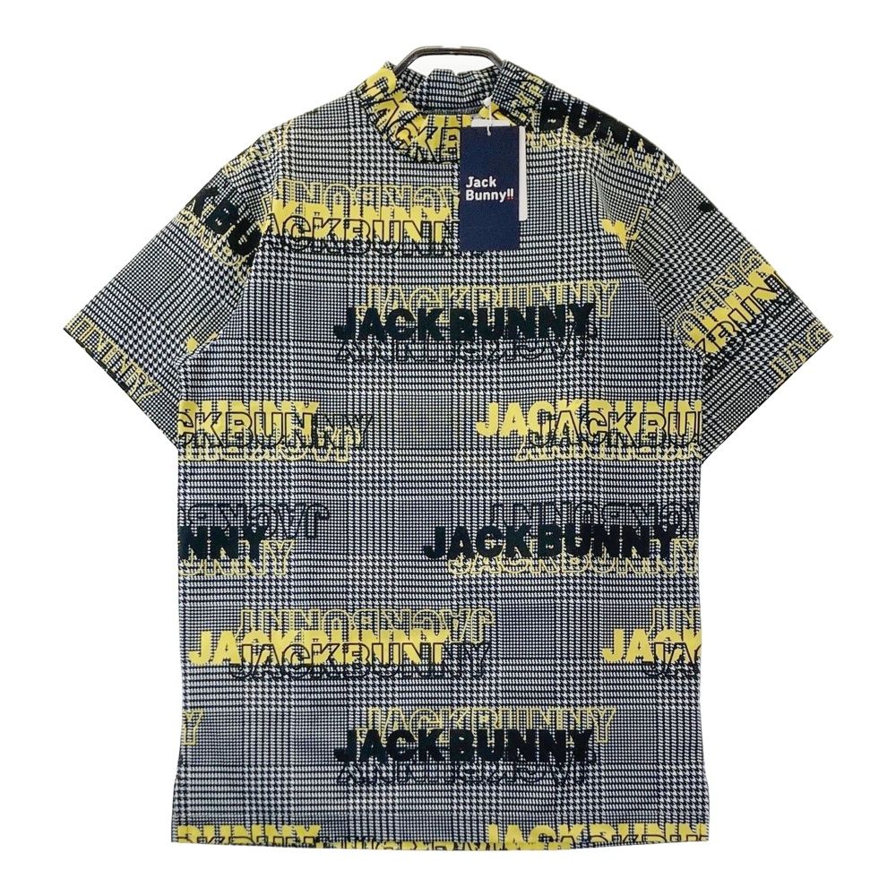サイズ：4 JACK BUNNY ジャックバニー モックネック半袖Tシャツ 千鳥 総柄 ブラック系 [240101682632] ゴルフウェア メンズ ストスト