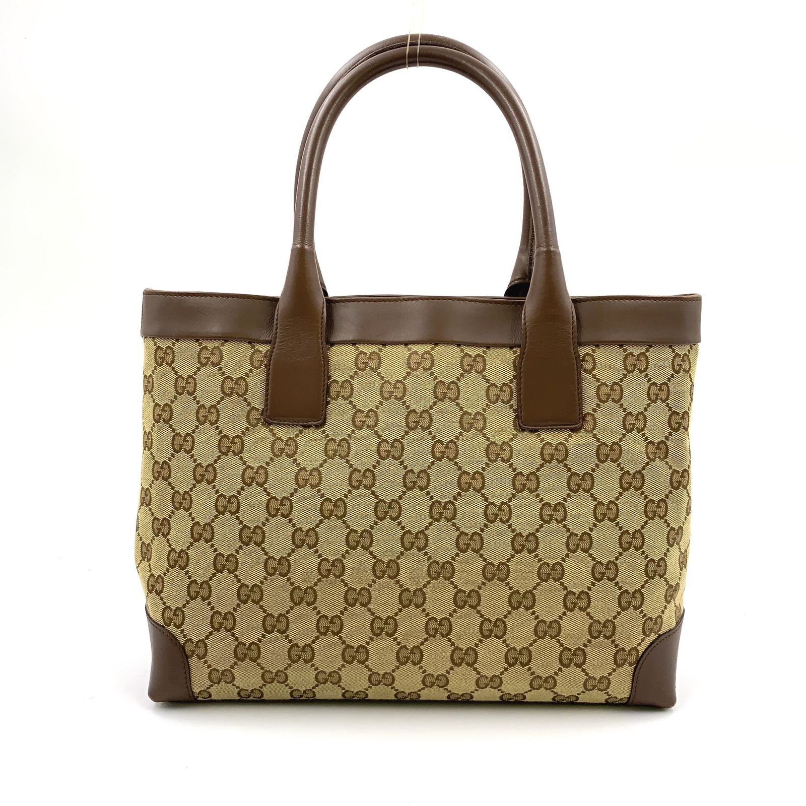 【限定価格】GUCCI GGキャンバス レザー×キャンバス ブラウン×ベージュ ハンドバッグ ゴールド 002・1199
