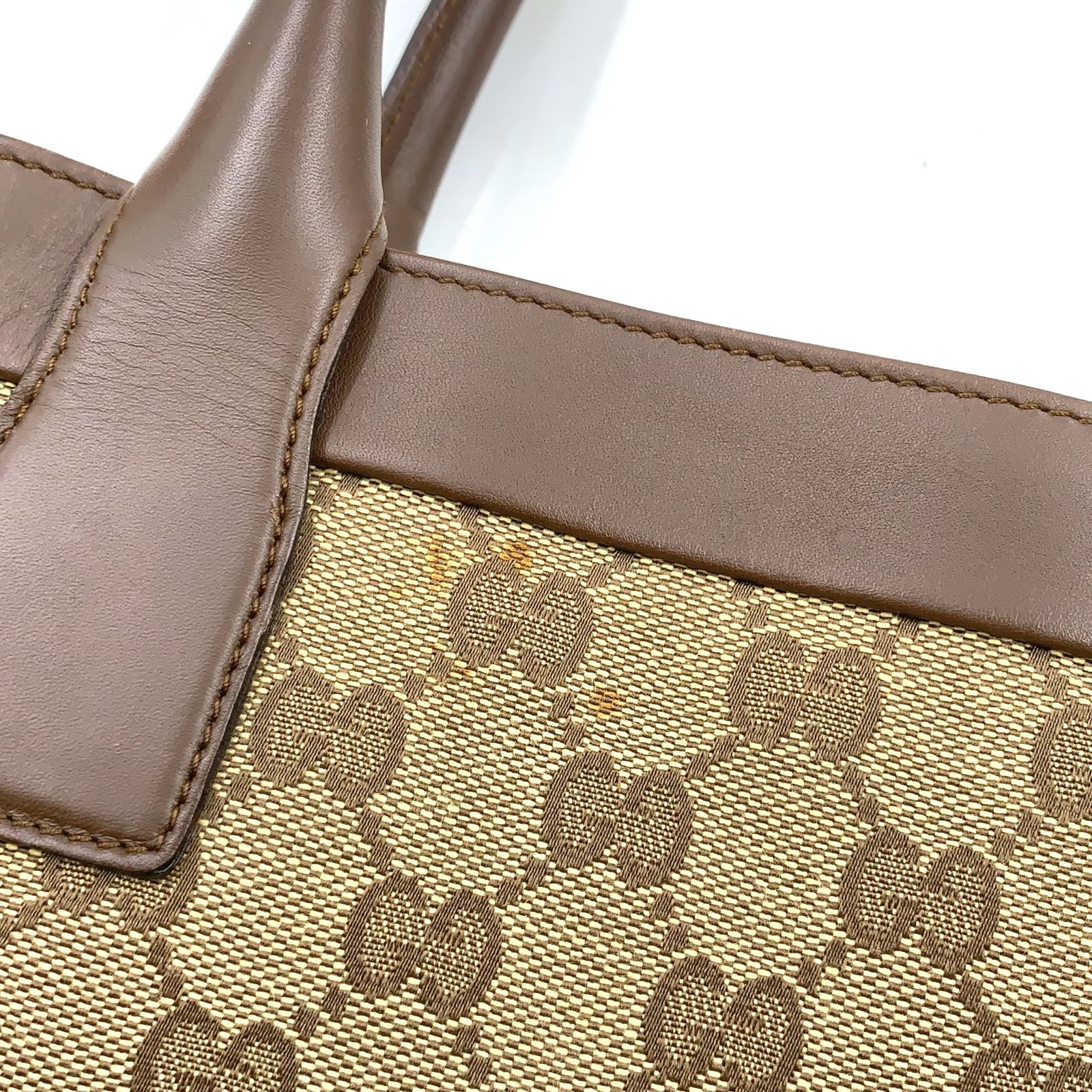 ✨極美品✨GUCCI GG キャンバス レザー ハンドバッグ ベージュ
