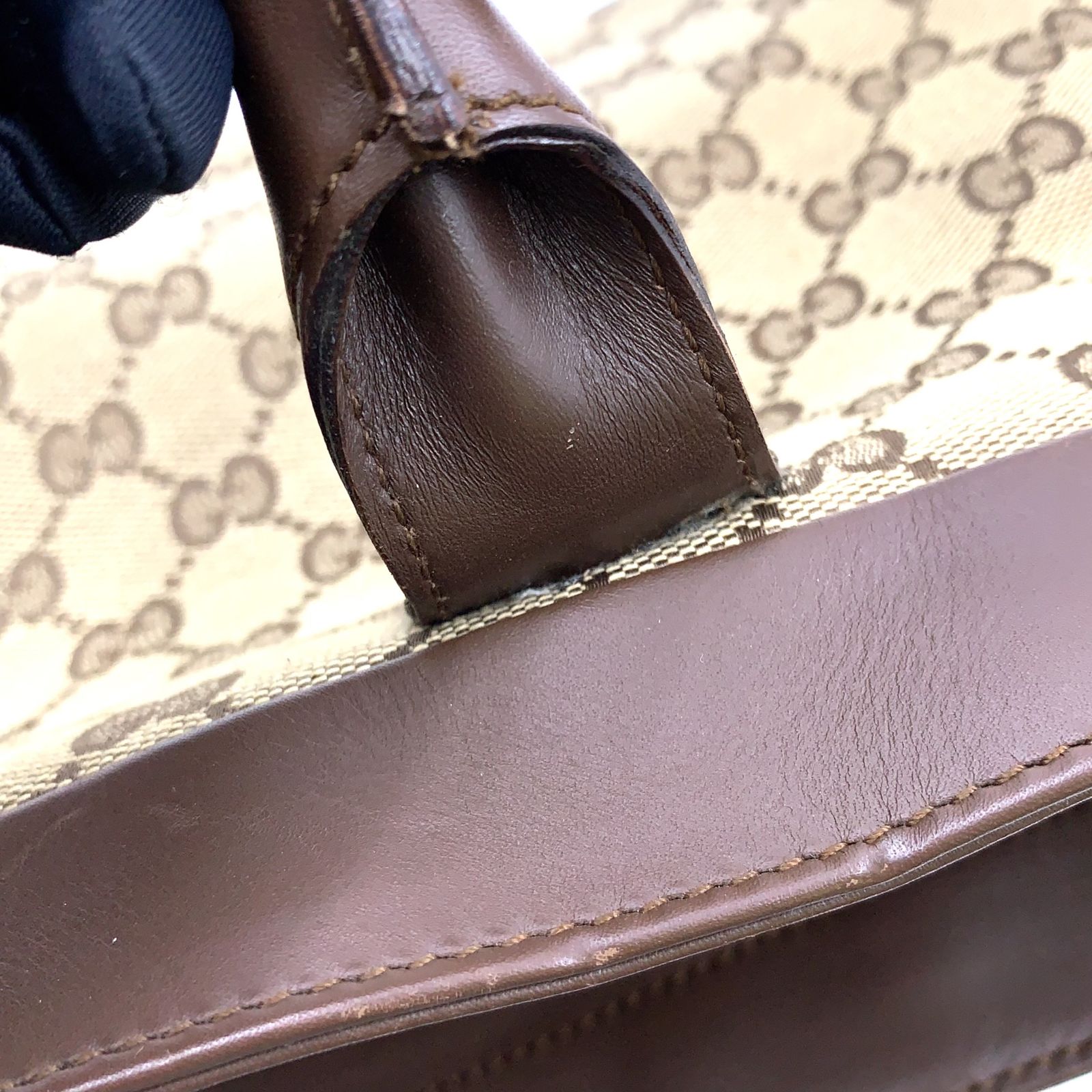 限定価格】GUCCI GGキャンバス レザー×キャンバス ブラウン×ベージュ 