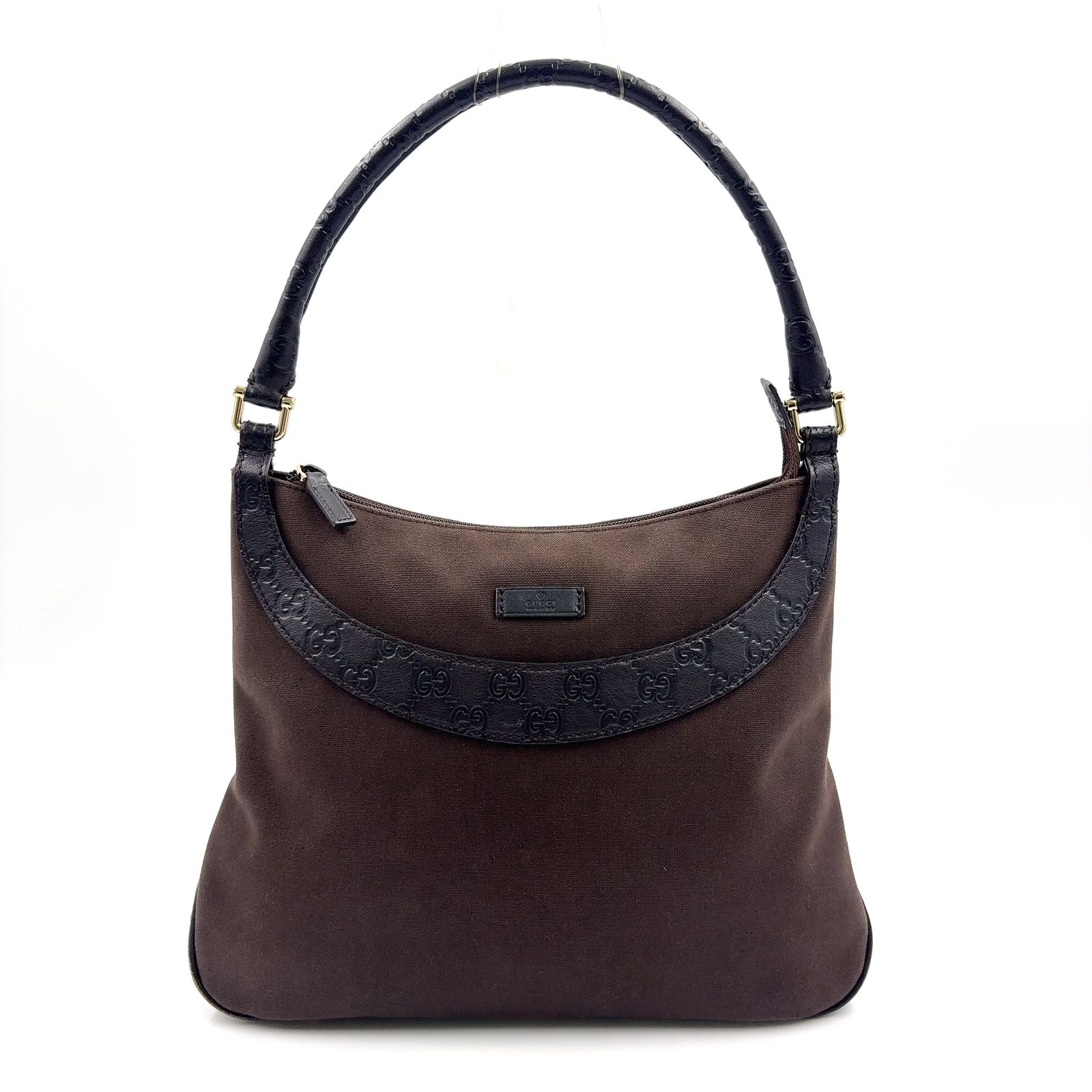 限定価格】GUCCI グッチシマ レザー×キャンバス ダークブラウン 
