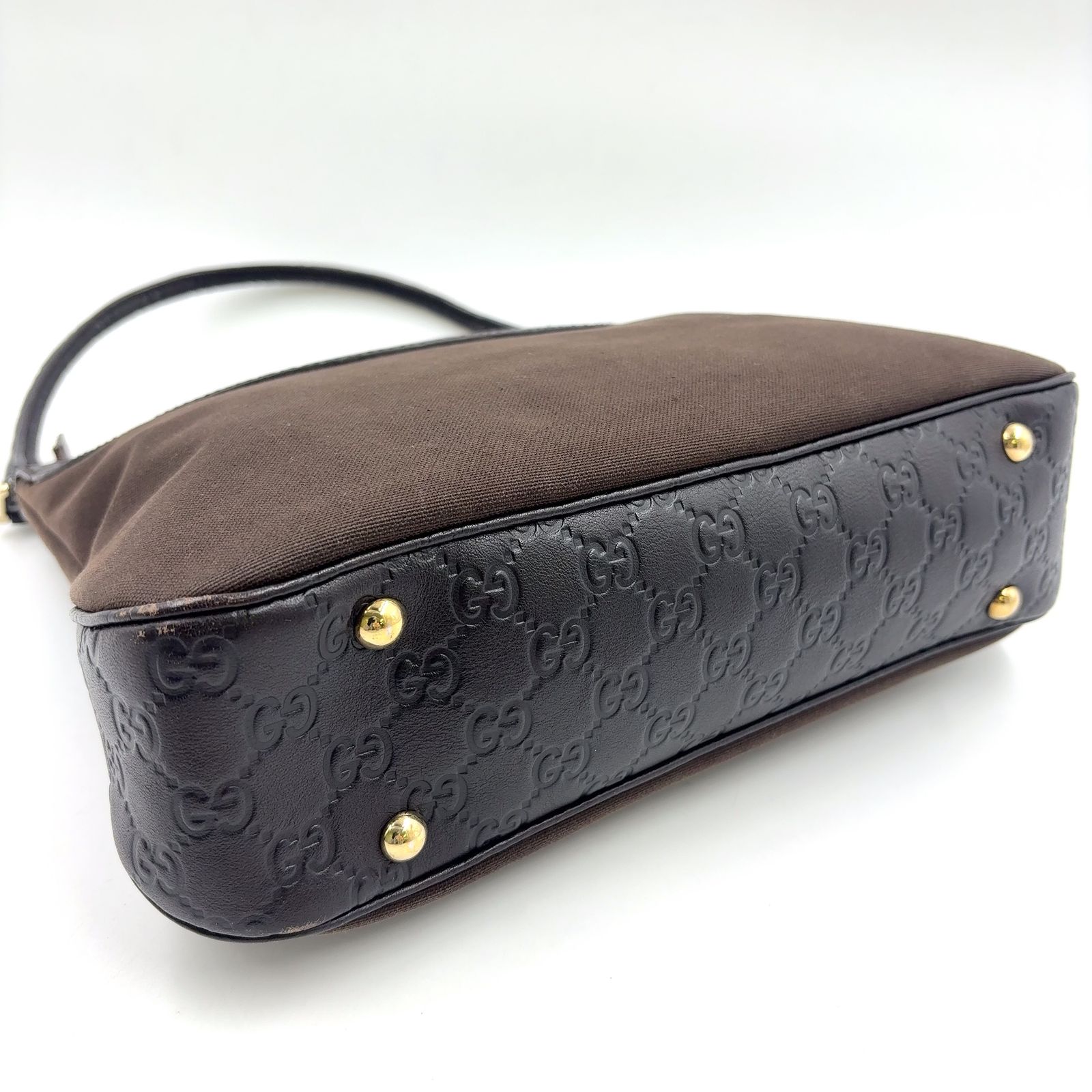 限定価格】GUCCI グッチシマ レザー×キャンバス ダークブラウン 