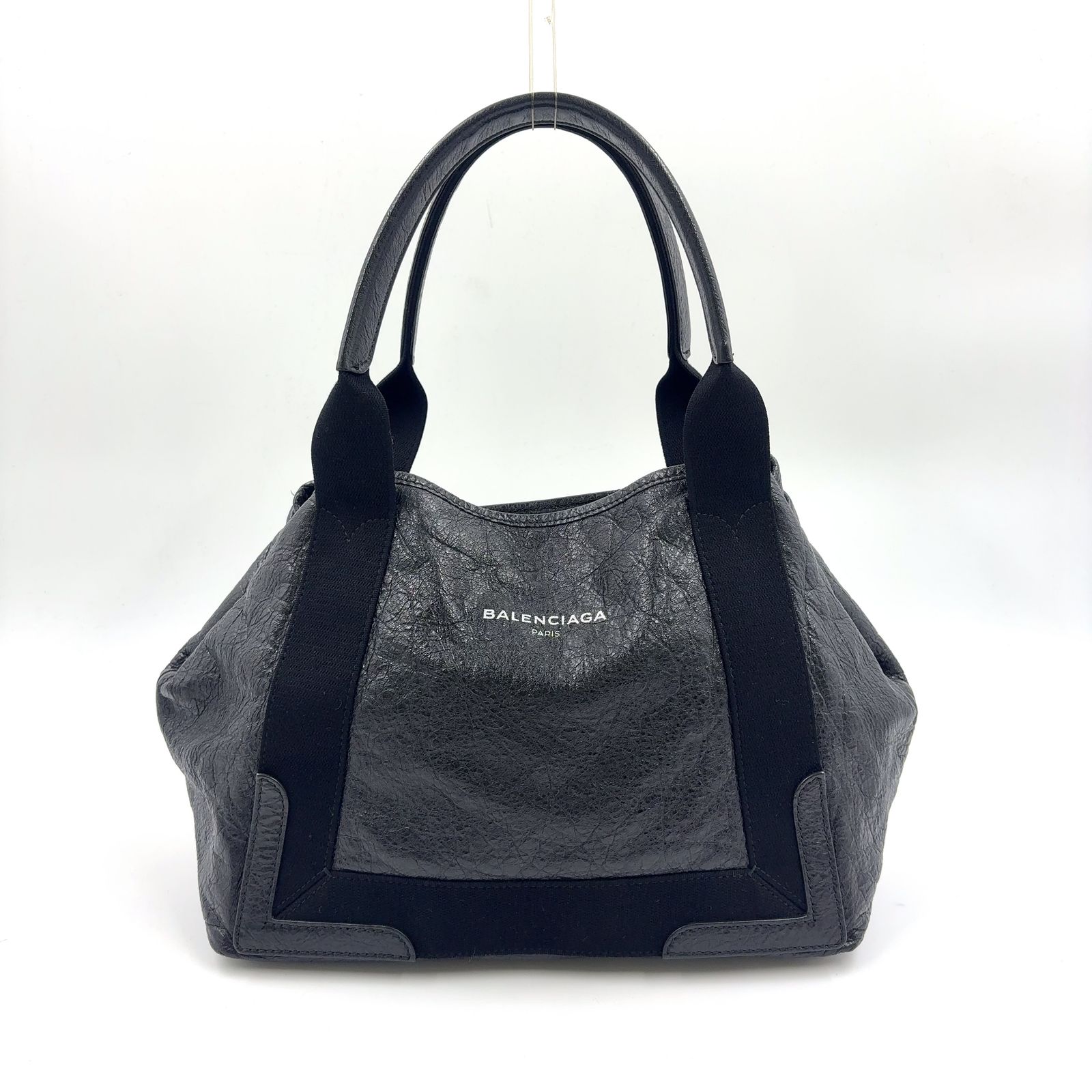 【限定価格】BALENCIAGA カバス トートバッグ レザー ブラック ハンドバッグ シルバー