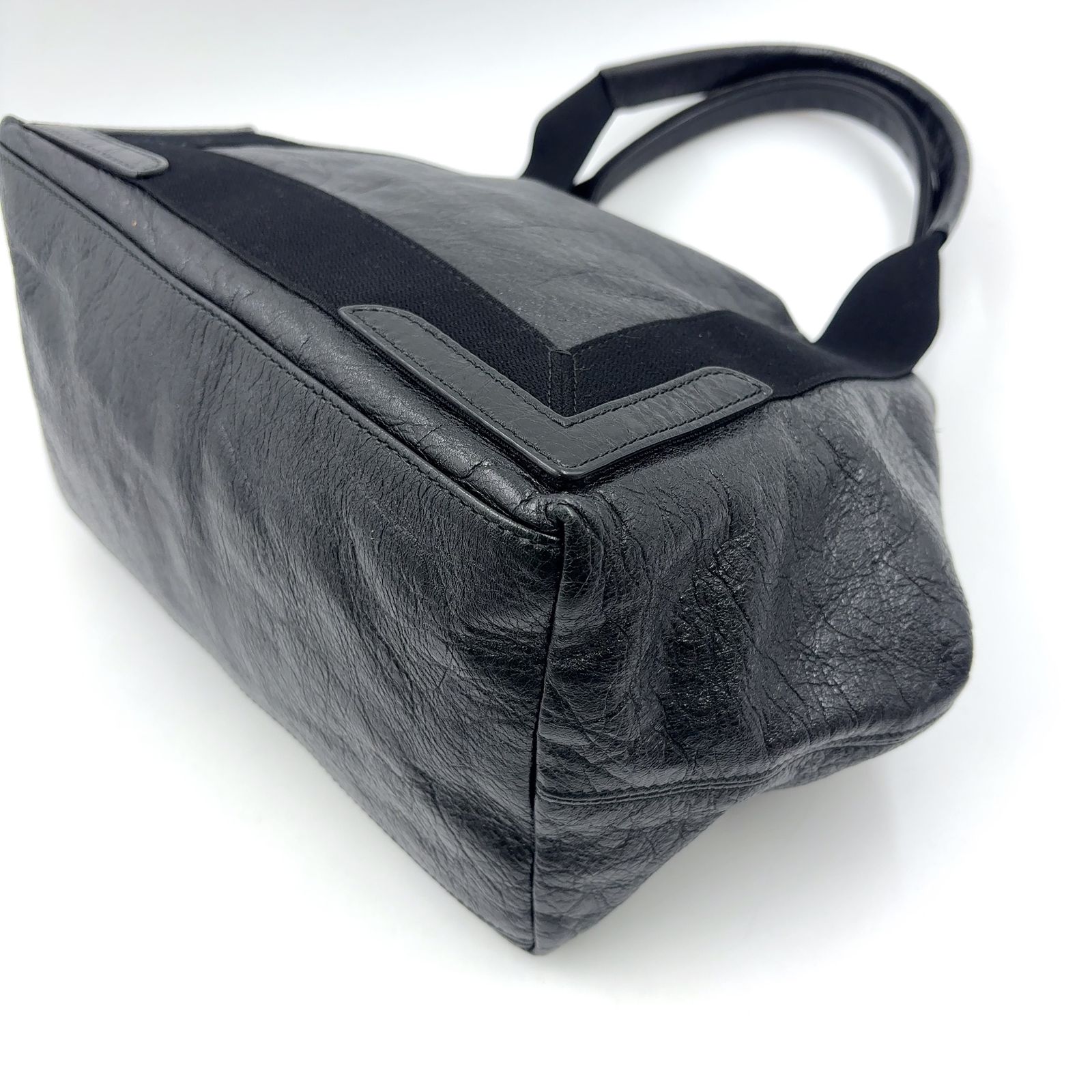 【限定価格】BALENCIAGA カバス トートバッグ レザー ブラック ハンドバッグ シルバー