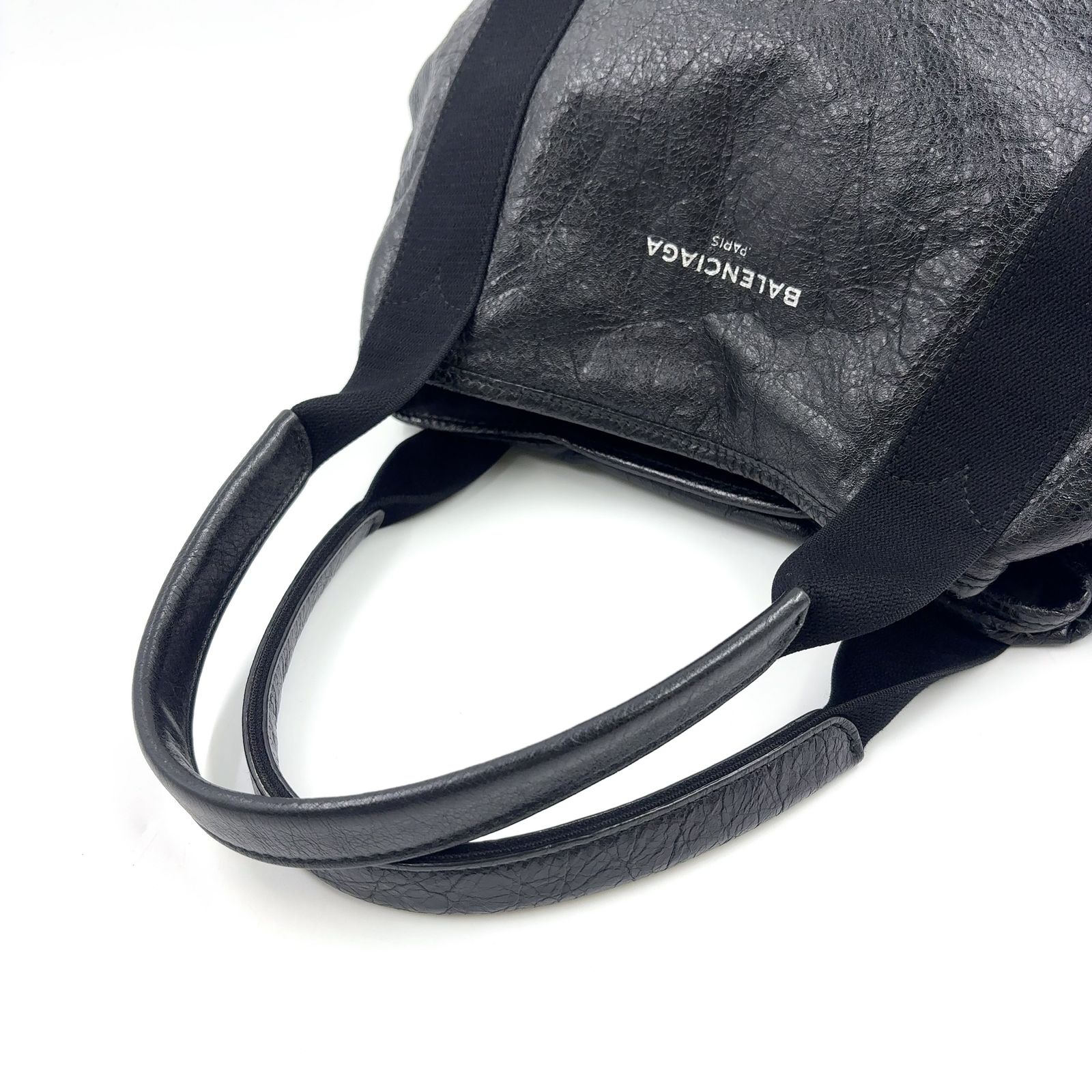 【限定価格】BALENCIAGA カバス トートバッグ レザー ブラック ハンドバッグ シルバー