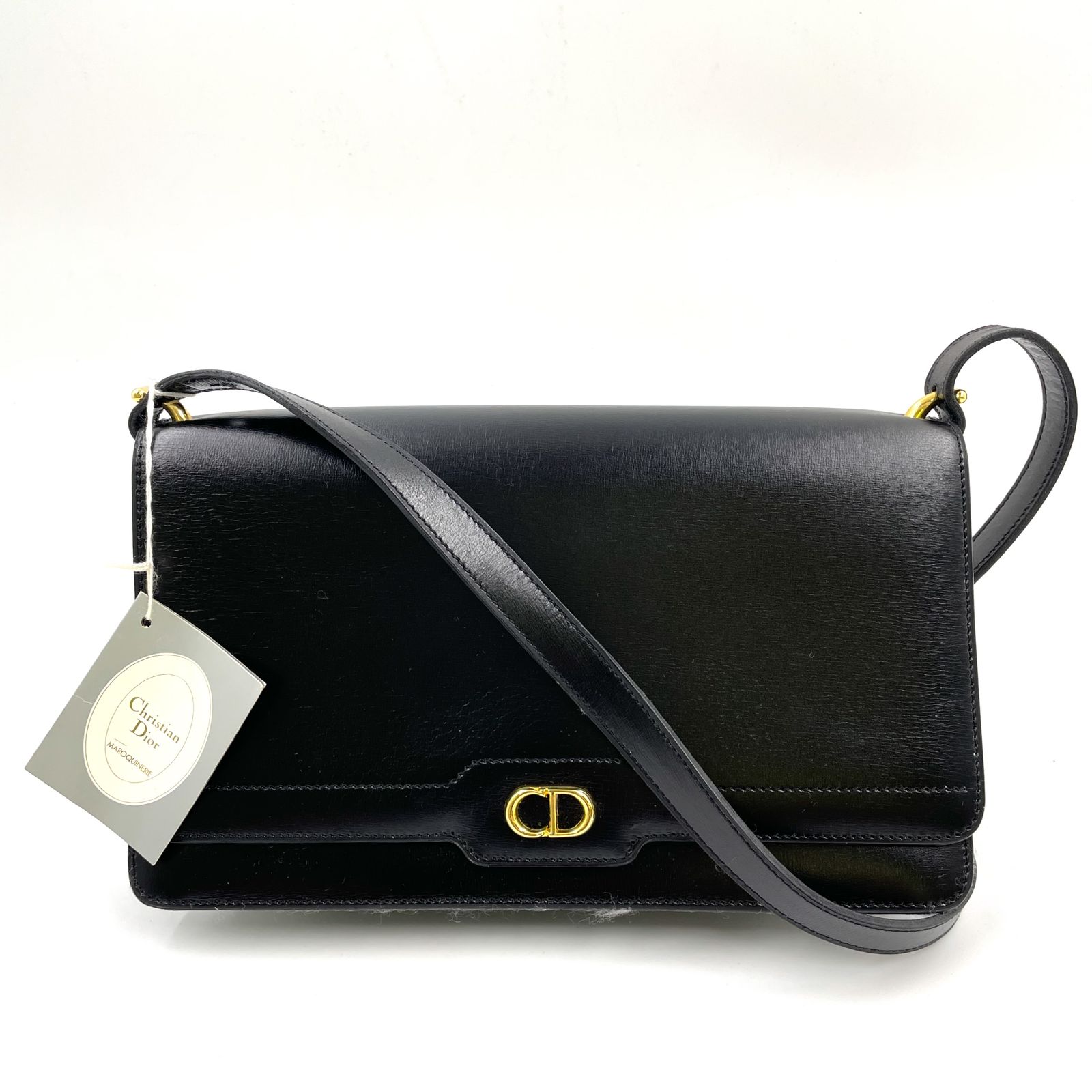 限定価格】Christian Dior CDロゴ レザー ブラック ショルダーバッグ 
