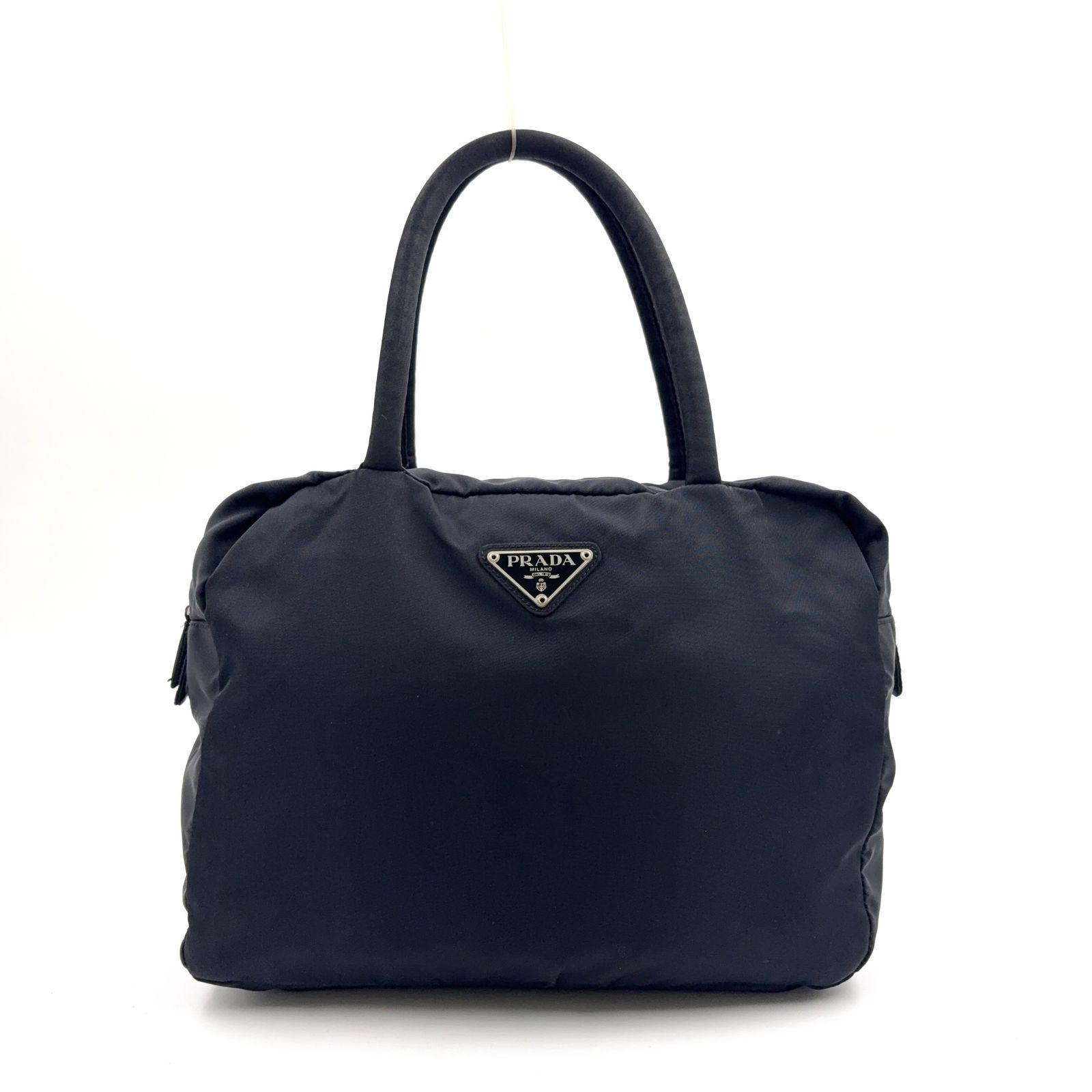 【限定価格】PRADA 三角ロゴ プレート ナイロン ブラック ハンドバッグ シルバー