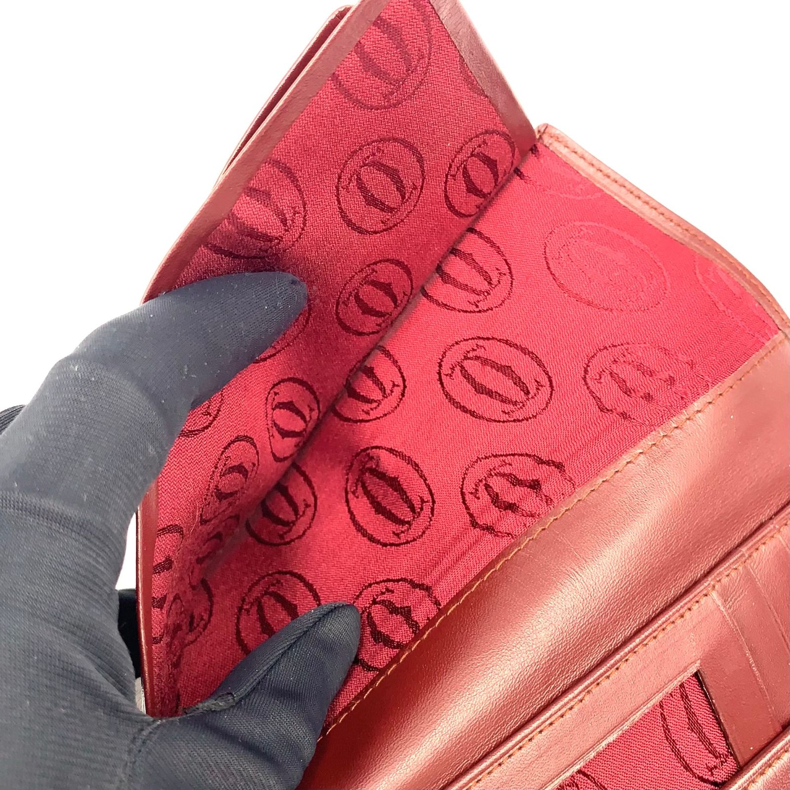 限定価格】Cartier マスト ドゥ カルティエ レザー ボルドー 三つ折り