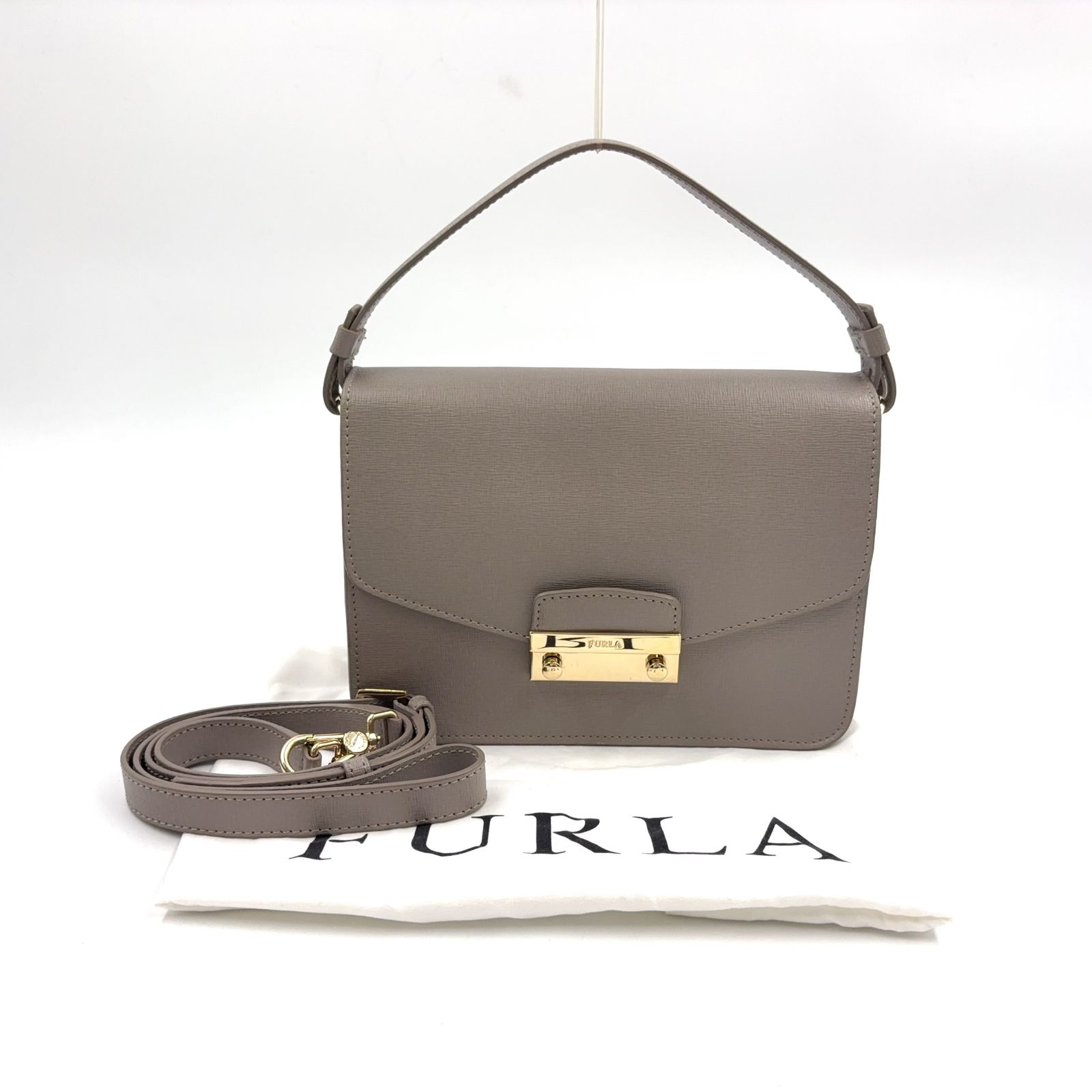 限定価格】FURLA メトロポリス 2WAYショルダー レザー グレー 