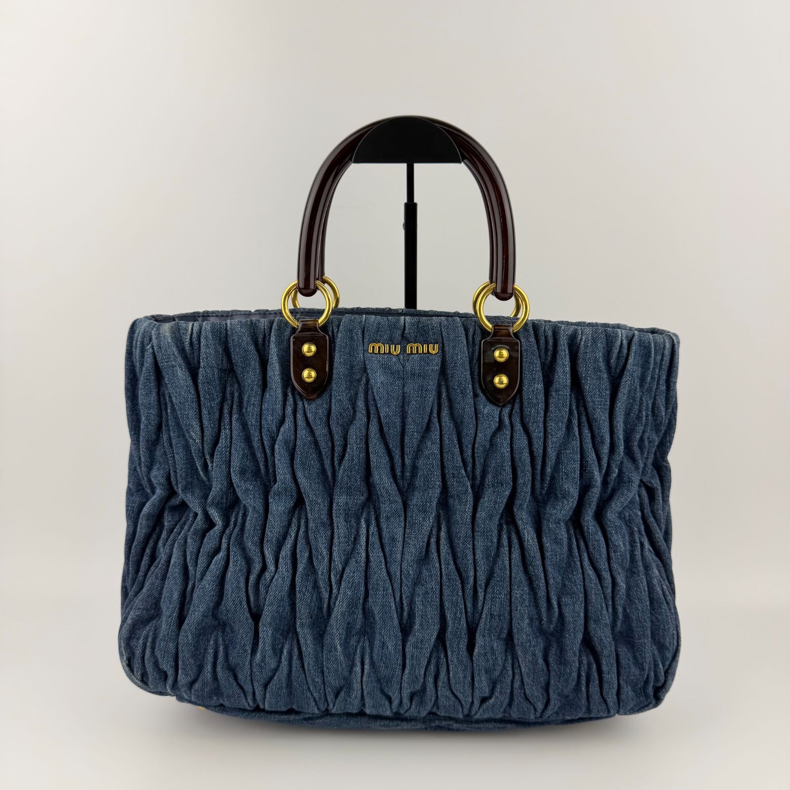 【中古】MIU MIU ミュウミュウ ハンドバッグ ブルー デニム ヴィンテージ レディース【中古美品】HIBUOCHI VINTAGE hboc260514a01