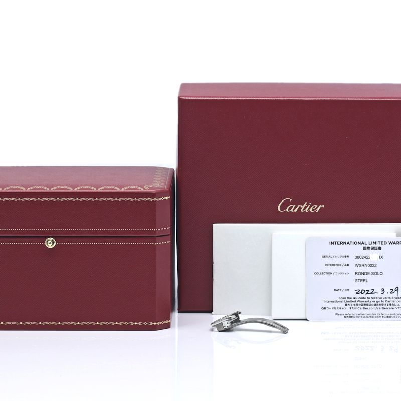 CARTIER カルティエ ロンドソロ XL WSRN0022 【正規店購入/磨き済/新品ベルト】【中古】腕時計 メンズ ステンレススチールx牛革 /40389