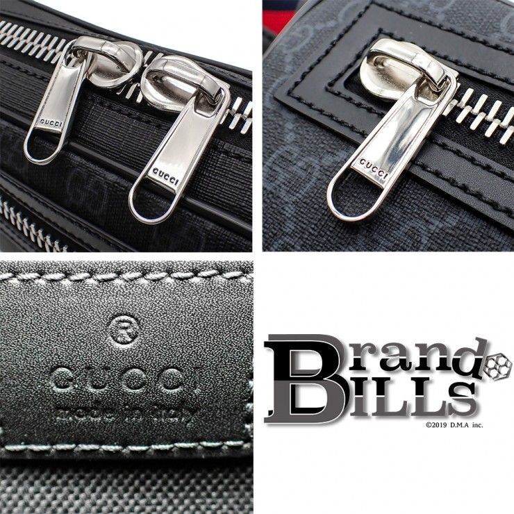 未使用品 GUCCI グッチ GGスプリーム ボディバッグ ウエストバッグ 474293 GGスプリームキャンバス グレー メンズ