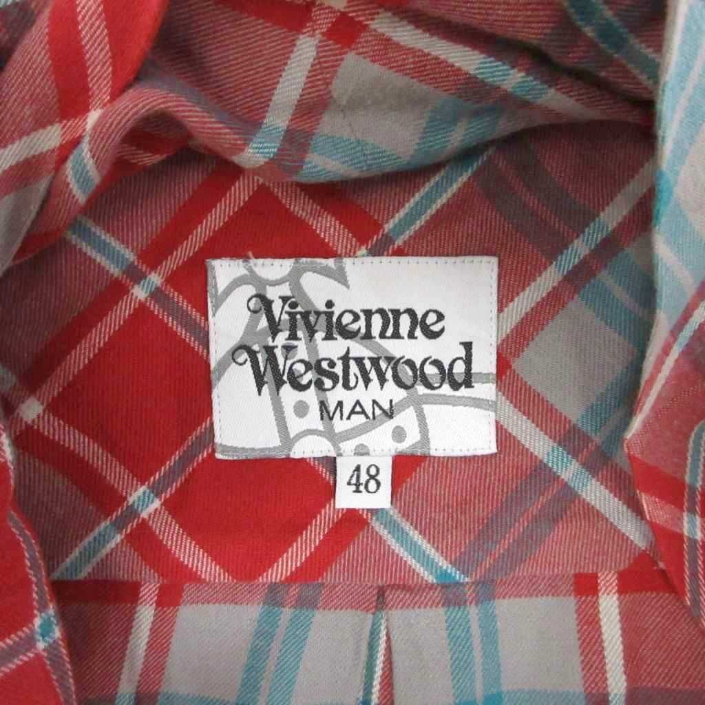 ヴィヴィアンウエストウッド Vivienne Westwood 美品 シャツ 長袖 タータンチェック オーブ刺繍 赤 レッド 48 ■IBO96 ヴィヴィアンウエストウッド Vivienne Westwood 美品 シャツ 長袖 タータンチェック オーブ刺繍 赤 レッド 48 ■IBO96