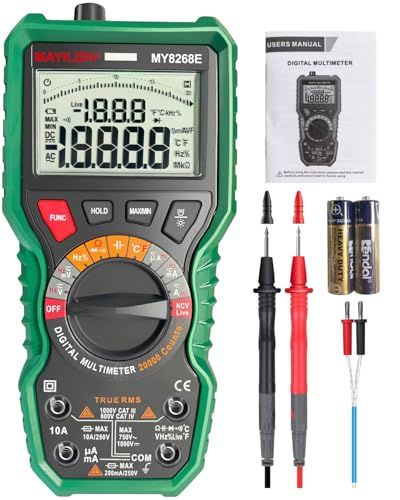 デジタルマルチメーター、テスター 真の実効値 20000カウント オートレンジ電圧計 電圧 電流 抵抗 ダイオード 導通 周波数 デューティサイクル 静電容量 温度測定対応 NVC ライブ対応 自動車用as 2d47bfdc