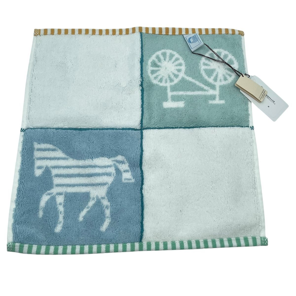 中古】 HERMES エルメス ハンドタオル タオル フェイスタオル ブルー