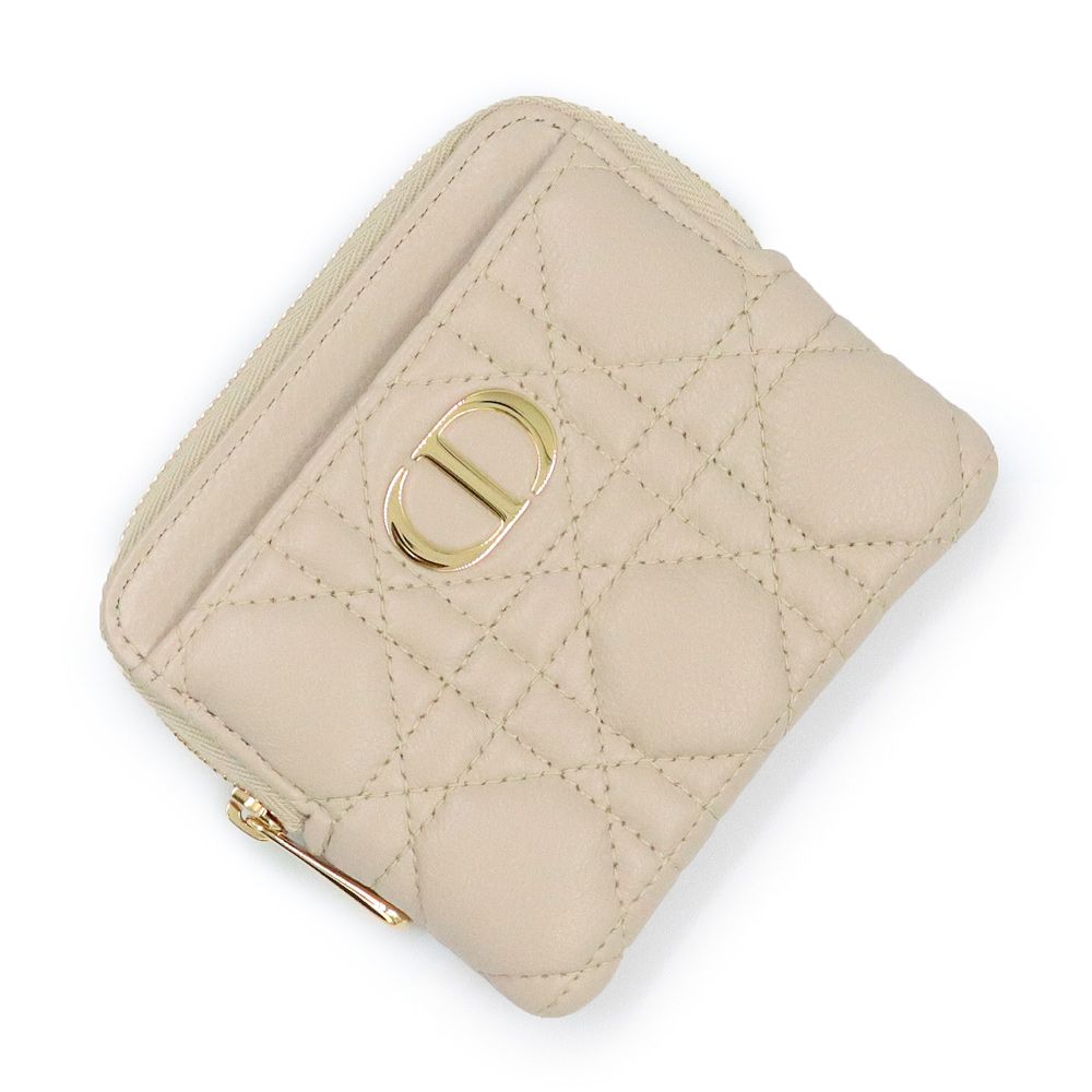 クリスチャンディオール S5177UWHC Dior Caro Lavender ウォレット カナージュ カーフスキン パウダーベージュ コインケース 小銭入れ カード入れ 財布 レザー ゴールド金具 箱付 Christian Dior（新品・未使用品） 47,586円