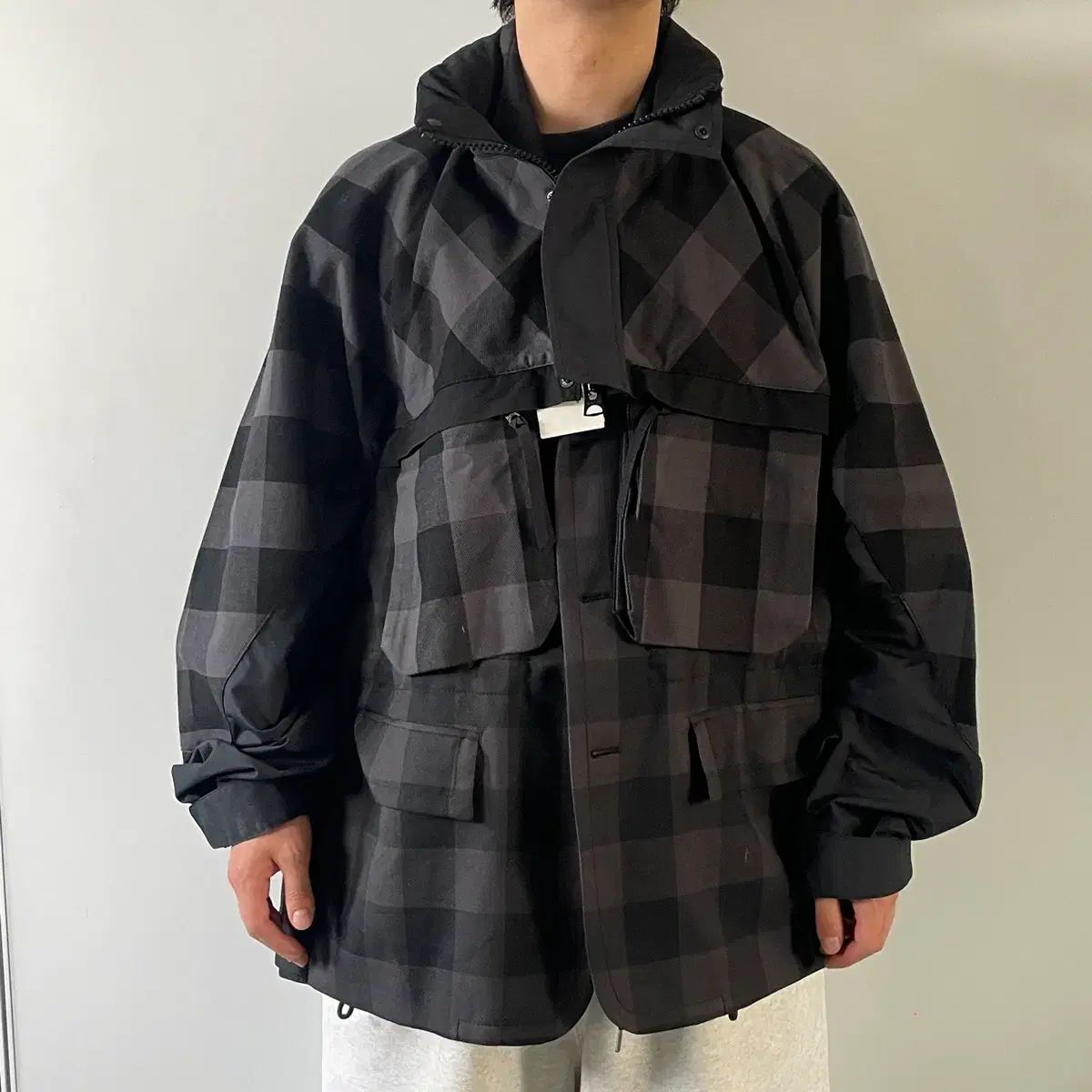 新品) 22s サカイ バッファロー チェック ハイブリッド ジャケット (on