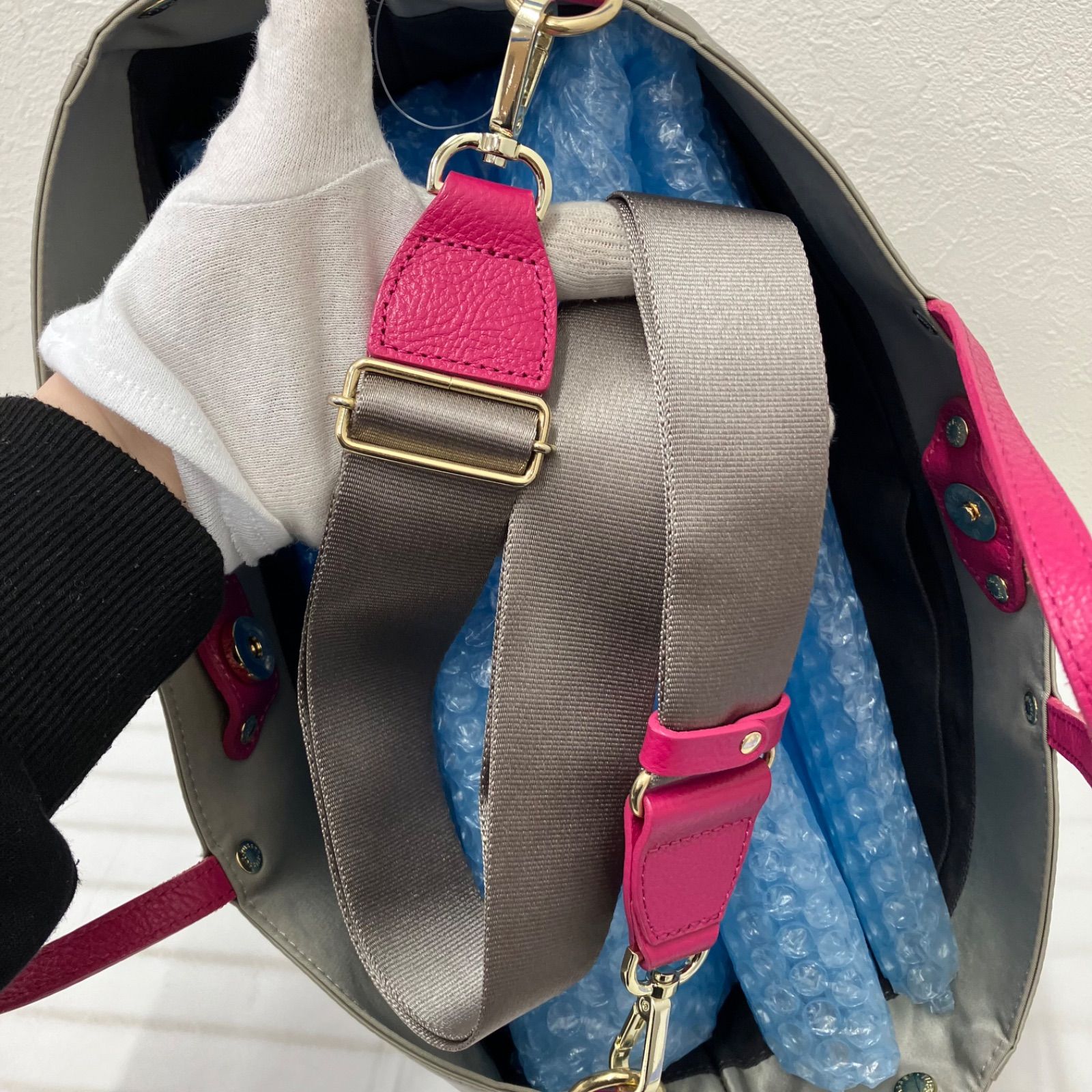 ✨超美品✨ ラシット russet トートバッグ ショルダーA4 グレー ピンク 2836 russet ラシット トートバッグ 2way ショルダーバッグ SHOPPER