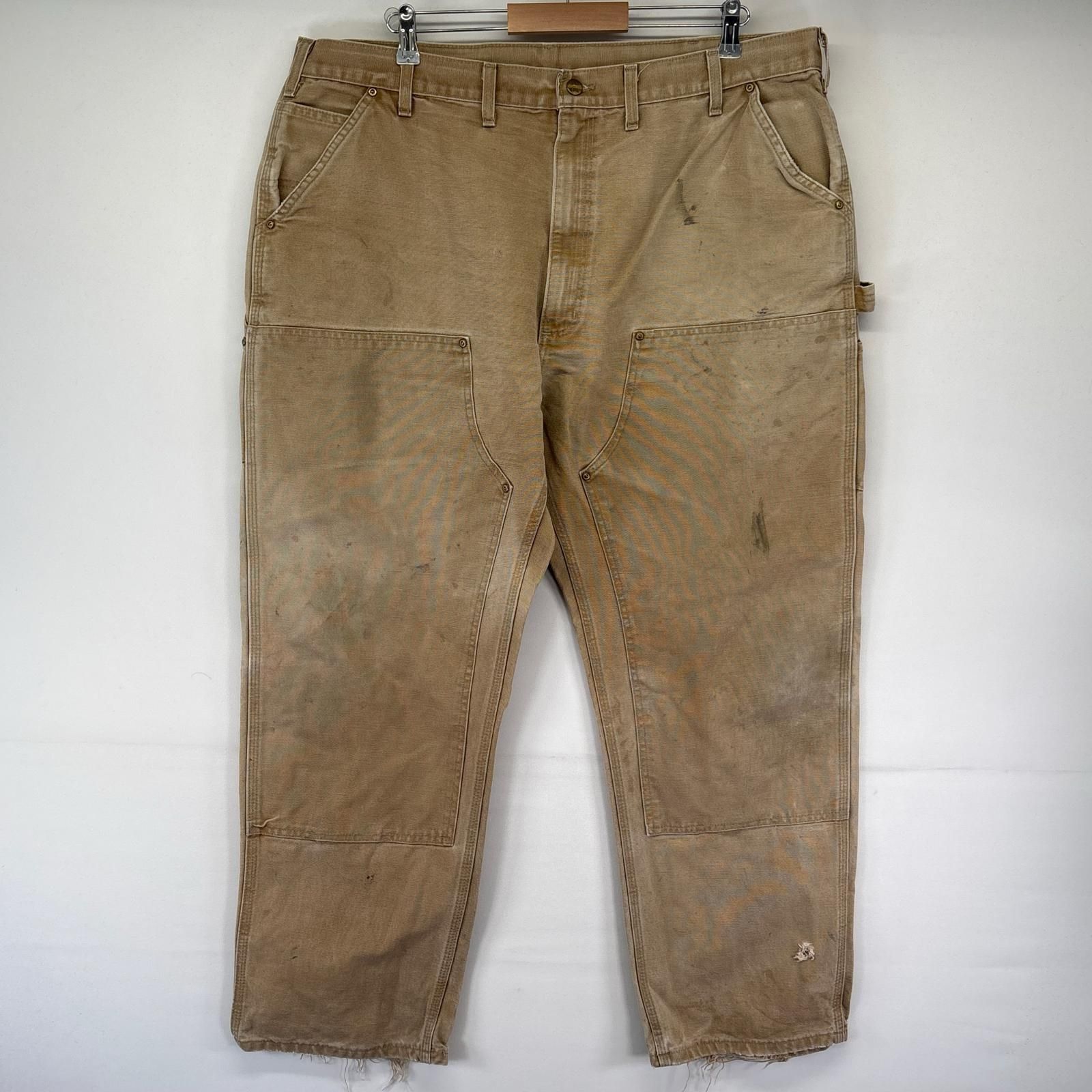古着 カーハート Carhartt ダック パンツ ペインター 大きいサイズ ワークパンツ ダブルニー ダック地 44×32 ベージュ系 メンズ