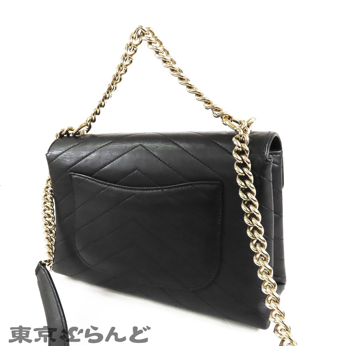 シャネル CHANEL Vステッチ チェーンバッグ ブラック 黒 ゴールド金具 