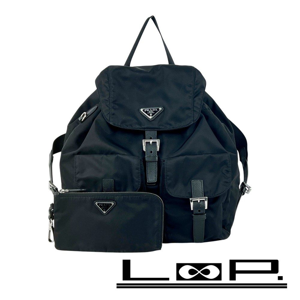 プラダ ■美品■ Re-Nylon リュックサック バックパック ミディアム ポーチ付き テスート ナイロン ブラック 1BZ811 【661594】5