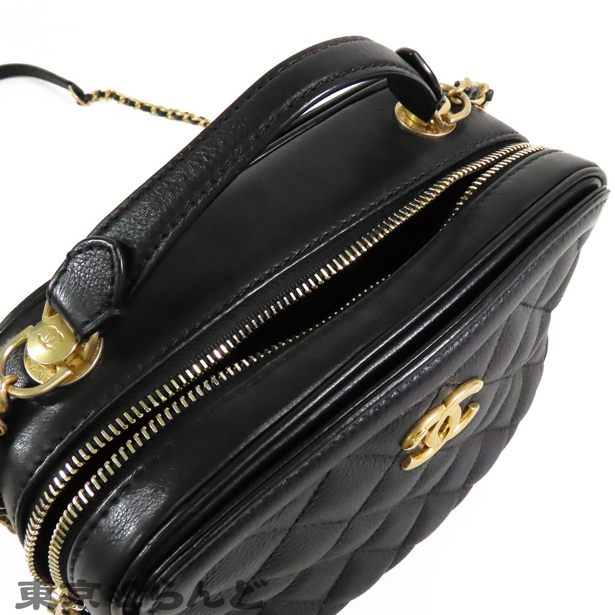 シャネル CHANEL バニティバッグ ブラック 黒 ゴールド金具 キャビア