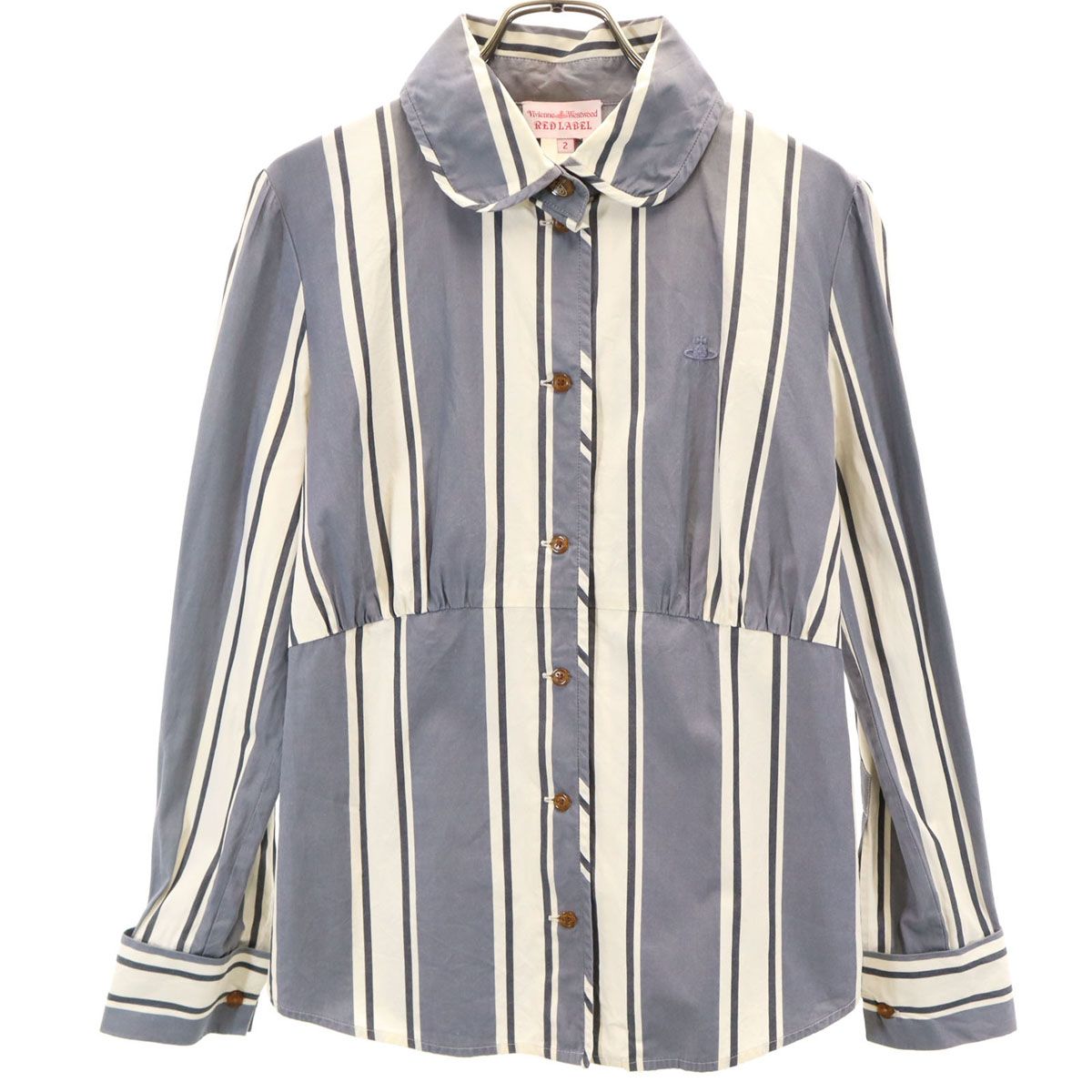 Vivienne Westwood Red Label ヴィヴィアンウエストウッド レッドレーベル ストライプ柄 長袖 シャツ 2 グレー レディース 古着