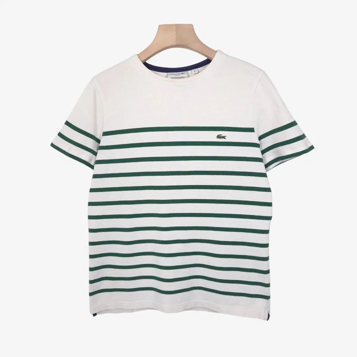 95 ラコステ 白 緑 ストライプ 半袖 Tシャツ