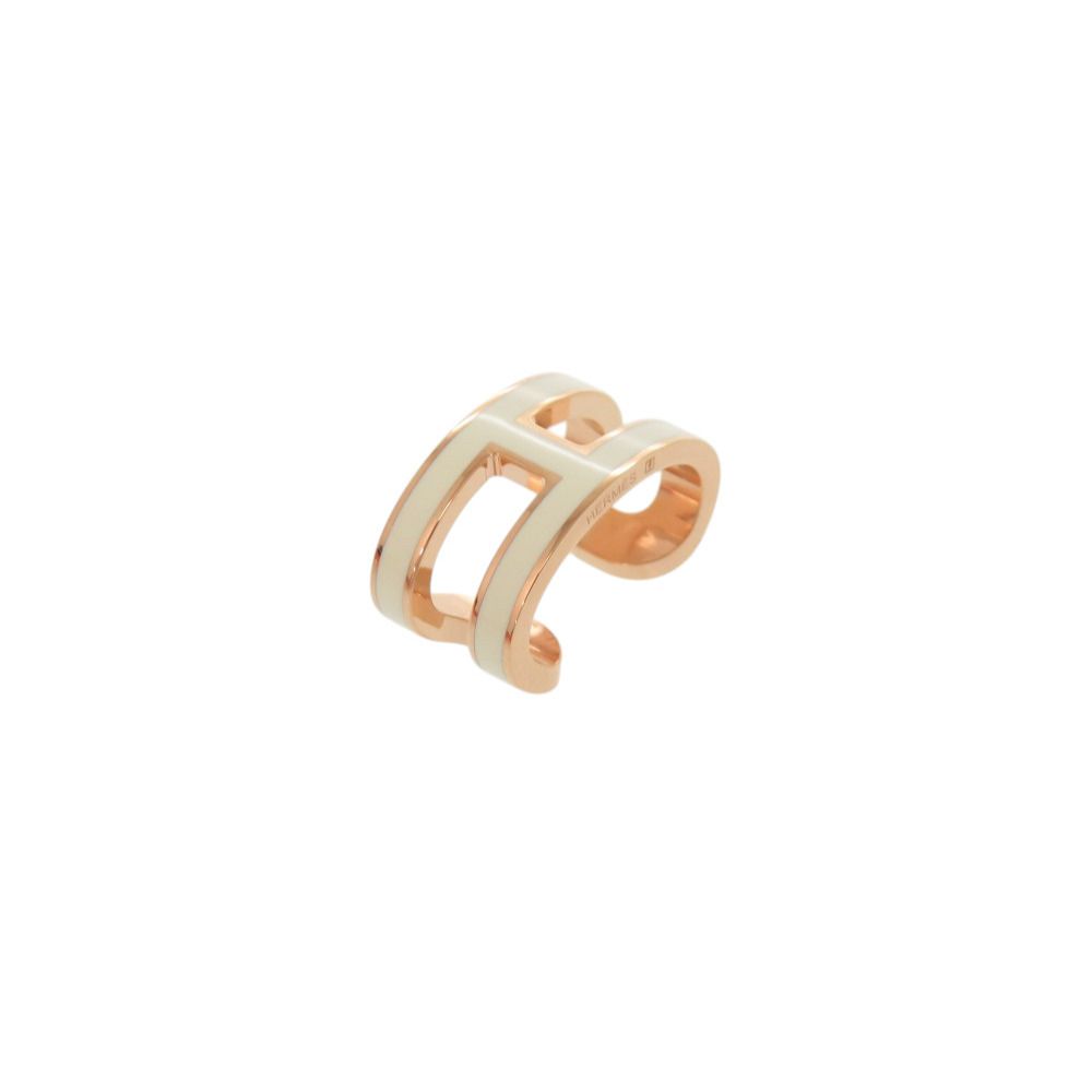 新品同様 エルメス ポップアッシュ ホワイト ローズゴールド金具 イヤーカフ アクセサリー 白 0474 HERMES