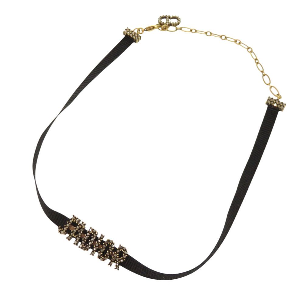 新品同様 クリスチャン ディオール J'ADIOR ジャディオール ベロア ストーン ブラック チョーカー 黒 0561 Christian Dior