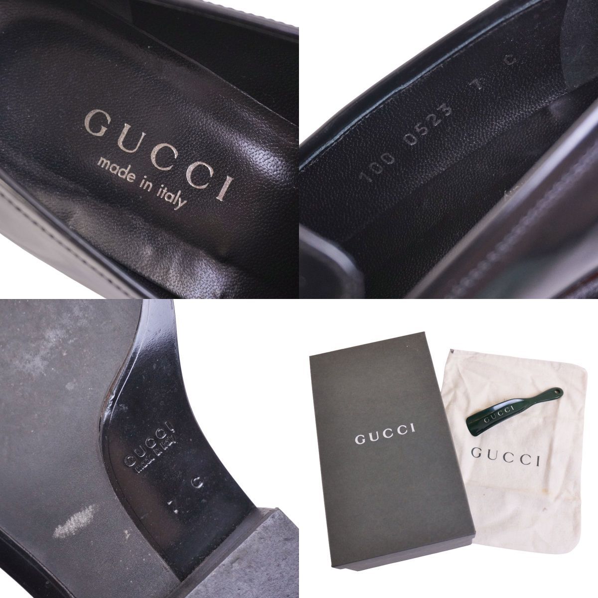 美品 グッチ GUCCI ローファー モカシン ホースビット スクエアトゥ 