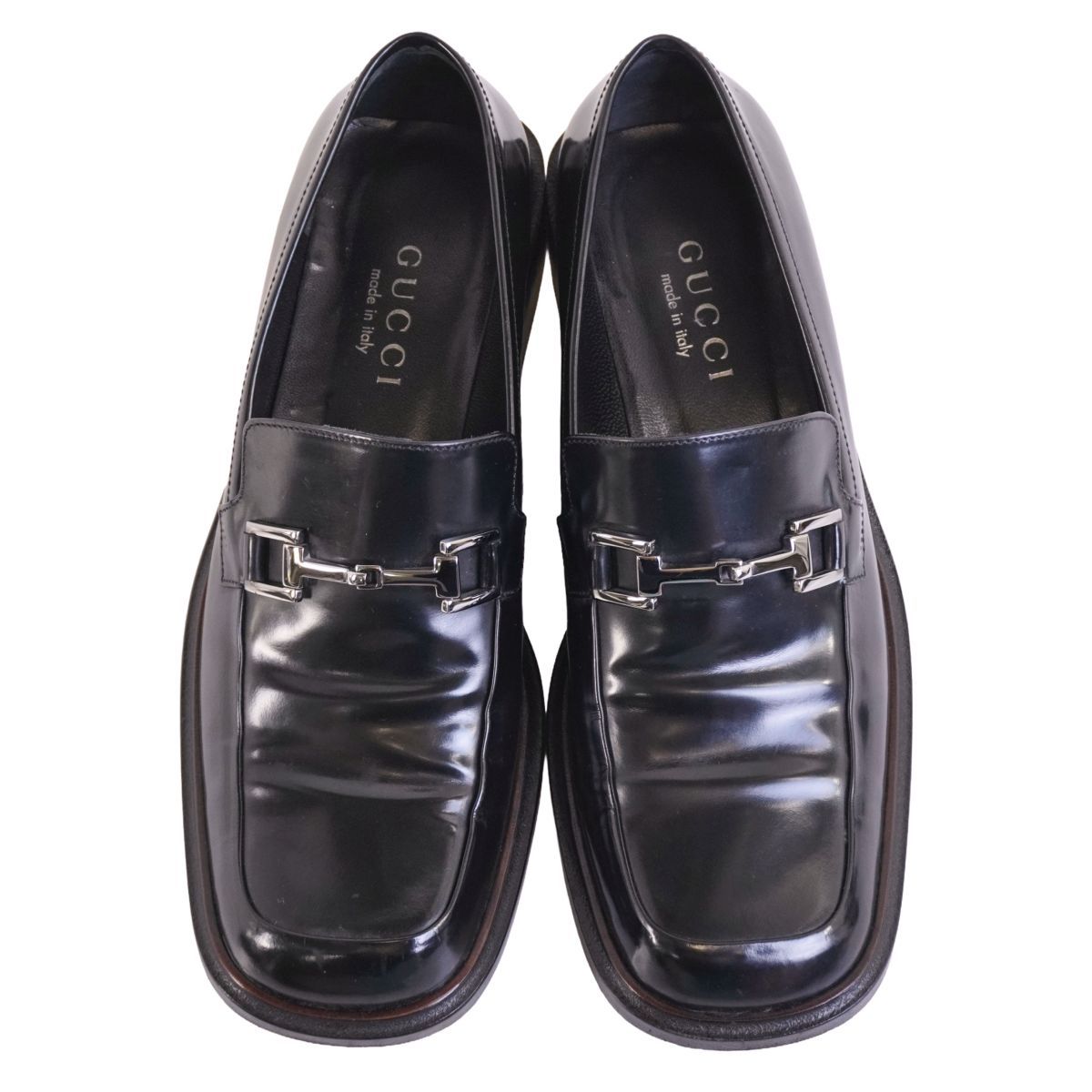 美品 グッチ GUCCI ローファー モカシン ホースビット スクエアトゥ
