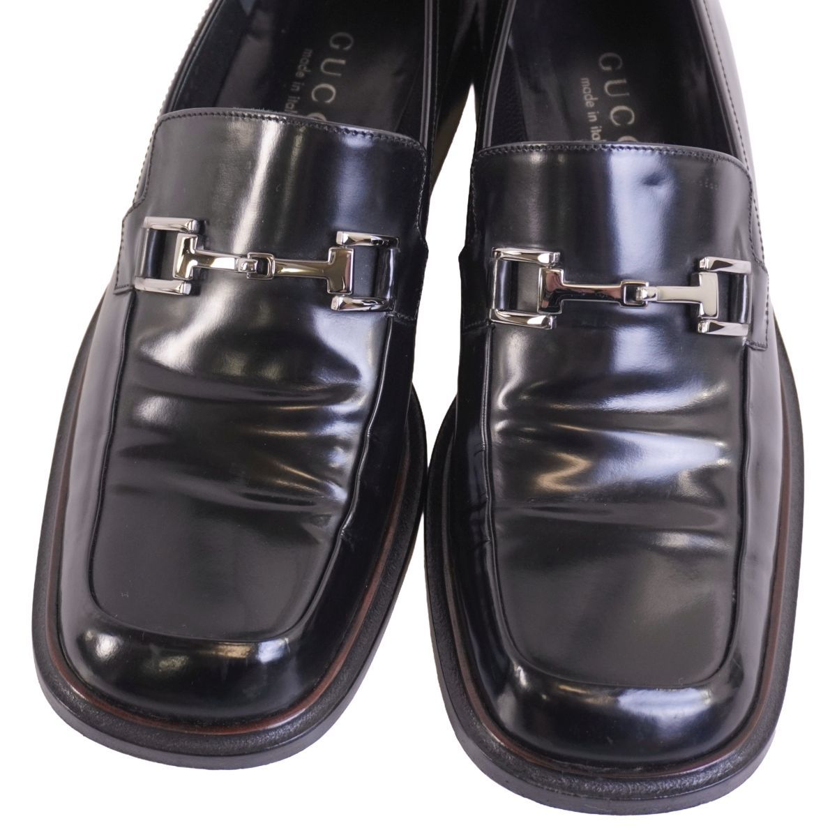美品 グッチ GUCCI ローファー モカシン ホースビット スクエアトゥ