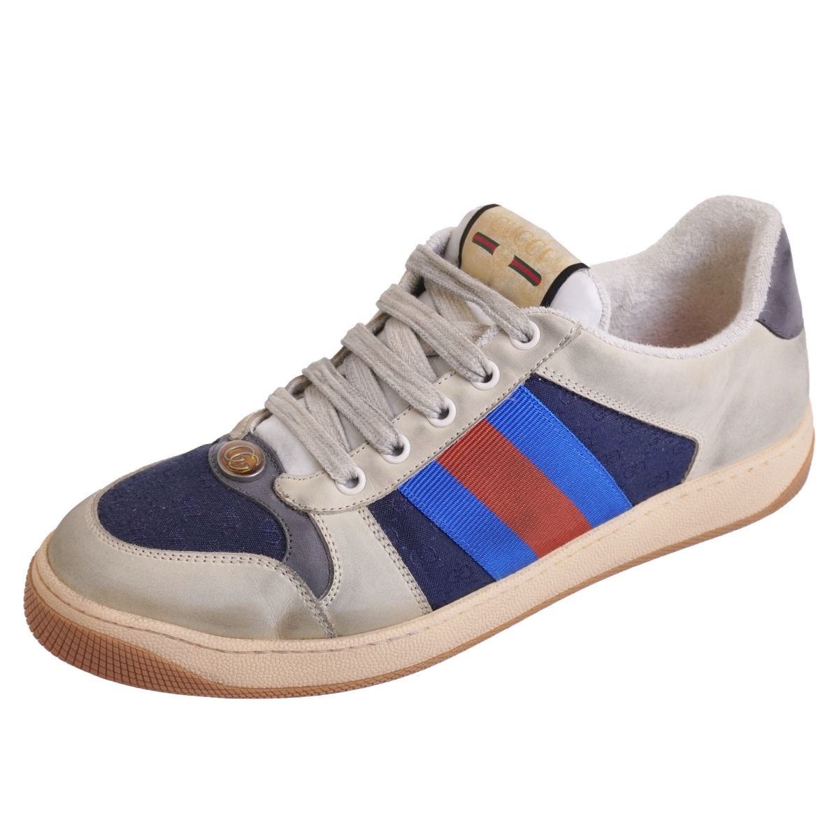 GUCCI グッチ スクリーナー キャンバス×レザー スニーカー 38 美品 グッチ GUCCI スニーカー スクリーナー GGキャンバス ローカット