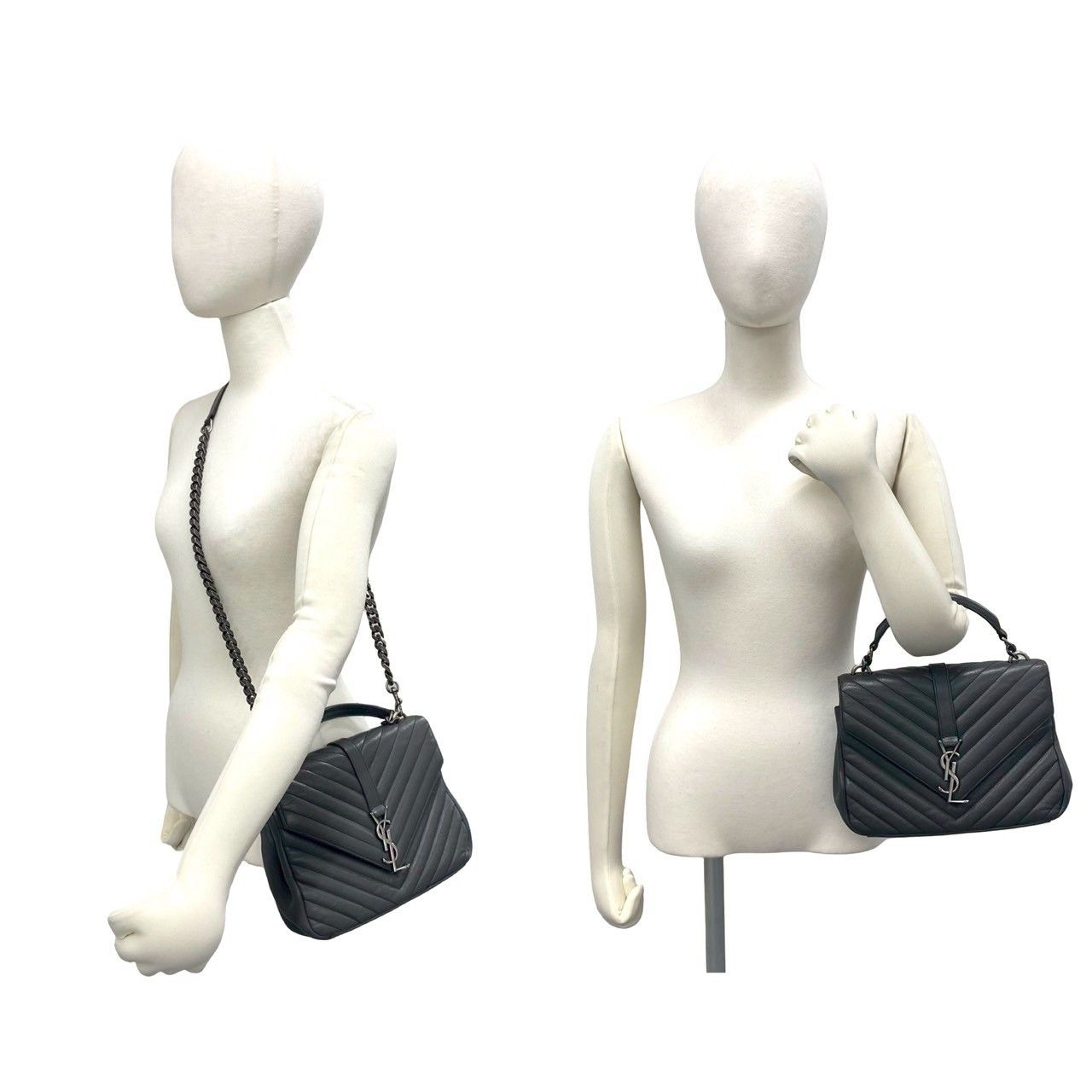 極 美品 SAINT LAURENT PARIS サンローランパリ カレッジ YSL ロゴ 