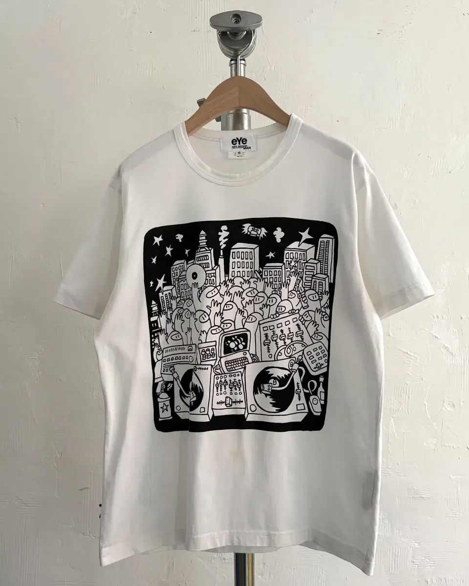 ジュンヤワタナベマン 白 カラー プリンティング Tシャツ