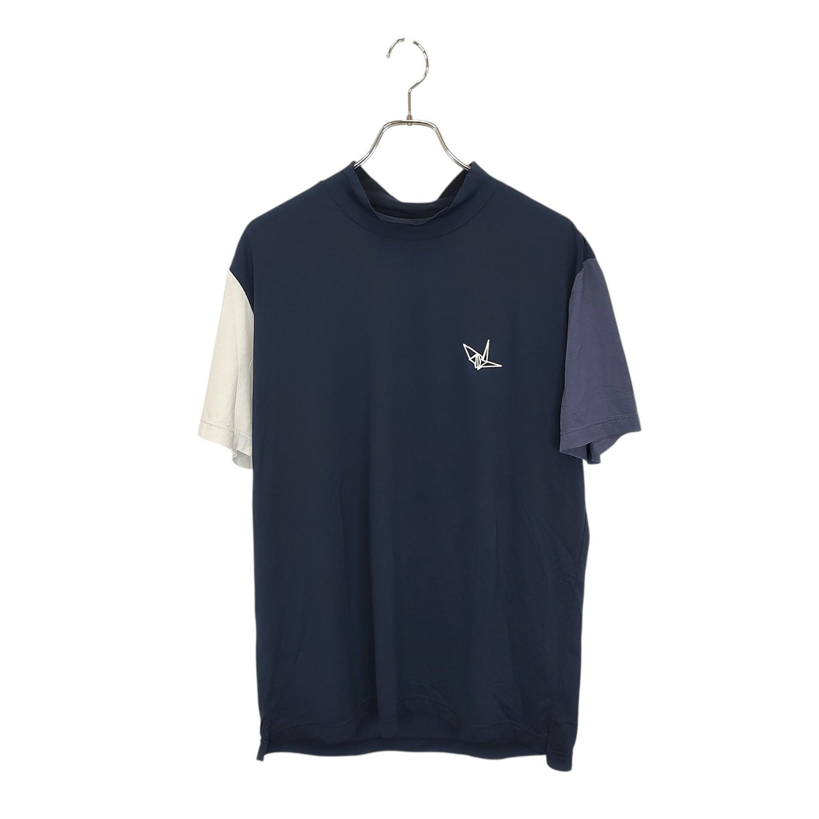 1PIU1UGUALE3 GOLF ウノピゥウノウグァーレトレ ゴルフ 24SS S/S MOCK CRAZY BACK CIRCLE LOGO 半袖 モックネック Tシャツ GRT213-NYU096 6 XL ネイビー メンズ