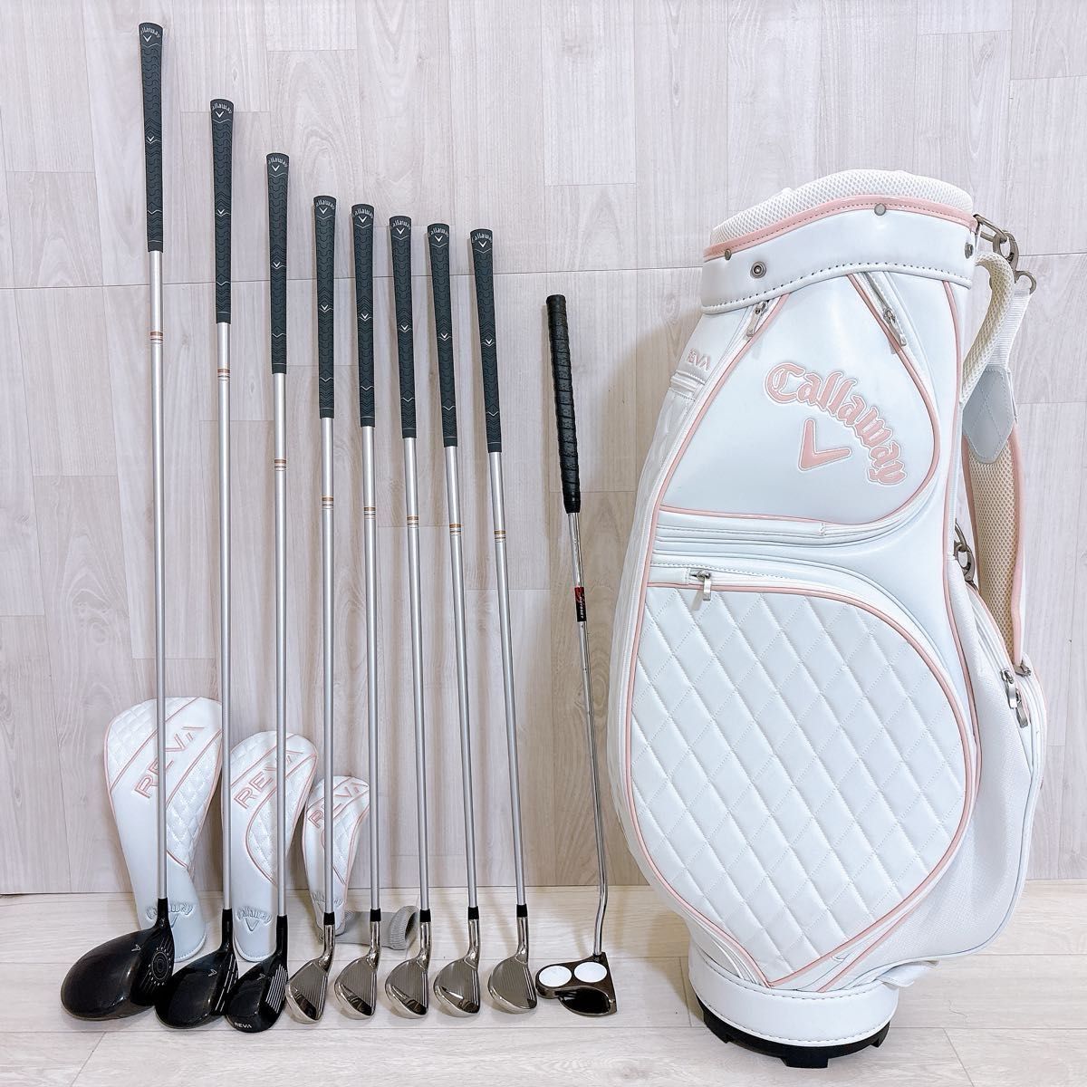 豪華！ Callaway REVAレヴァ クラブセット ホワイトローズ 美品 Callaway REVA キャロウェイ レバ レディースゴルフセット 9本