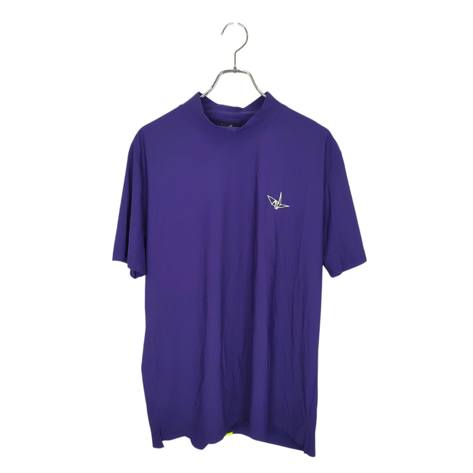 1PIU1UGUALE3 GOLF ウノピゥウノウグァーレトレ ゴルフ 24SS S/S MOCK NECK NEON BACK TAPE 半袖 モックネック Tシャツ GRT214-NYU097 6 XL パープル メンズ