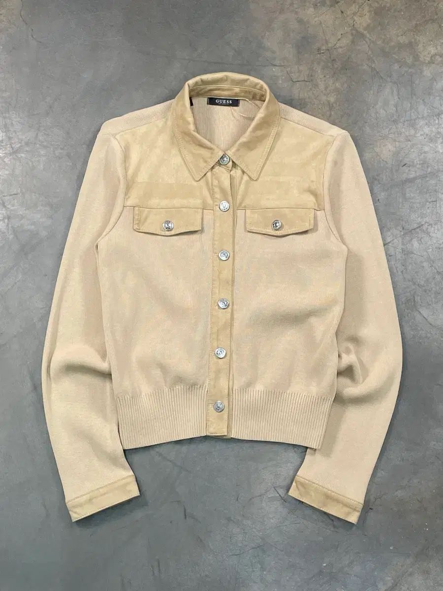 GUESS スウェード ニット ジャケット