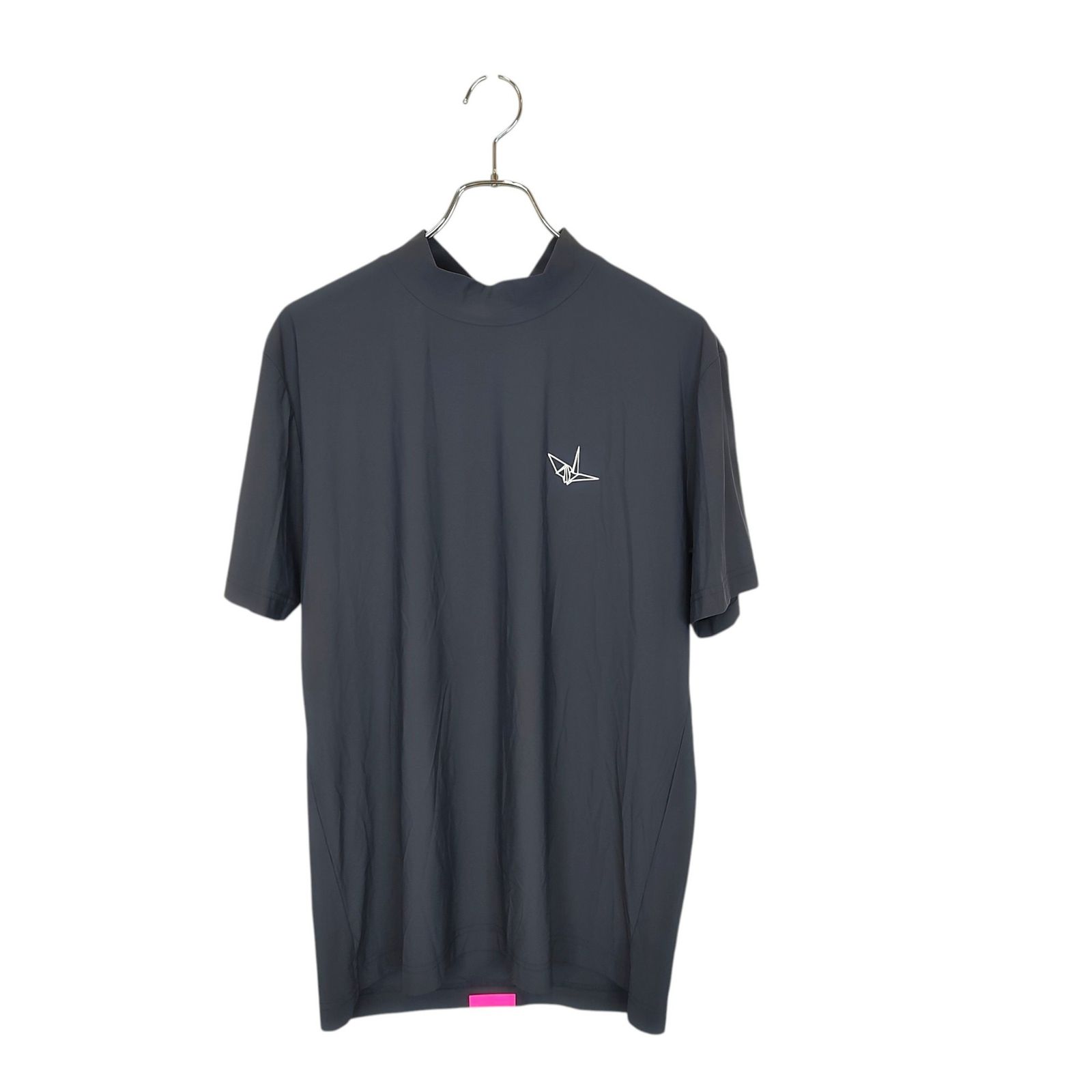 1PIU1UGUALE3 GOLF ウノピゥウノウグァーレトレ ゴルフ 24SS S/S MOCK NECK NEON BACK TAPE 半袖 モックネック Tシャツ GRT214-NYU097 6 XL グレー メンズ