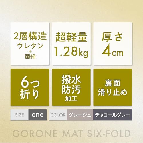 GOKUMIN ごろ寝マット 6つ折り お昼寝マット 大人 マットレス 長座布団 折りたたみごろ寝布団 おひるね コンパクト 休憩 車中泊マットレス 撥水加工 滑り止め付き 畳める ウレタン入り 体圧分散 6層構造 65×170cm go6- 0f35b429