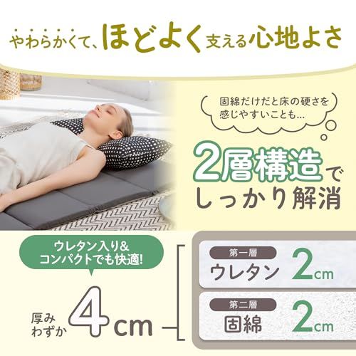 GOKUMIN ごろ寝マット 6つ折り お昼寝マット 大人 マットレス 長座布団 折りたたみごろ寝布団 おひるね コンパクト 休憩 車中泊マットレス 撥水加工 滑り止め付き 畳める ウレタン入り 体圧分散 6層構造 65×170cm go6- 0f35b429