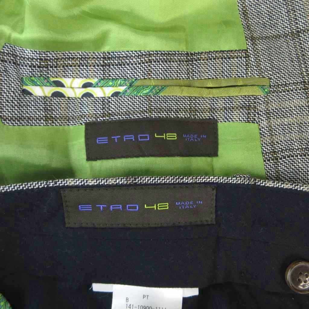 エトロ ETRO 美品 シルク リネン混 スーツ セットアップ チェック